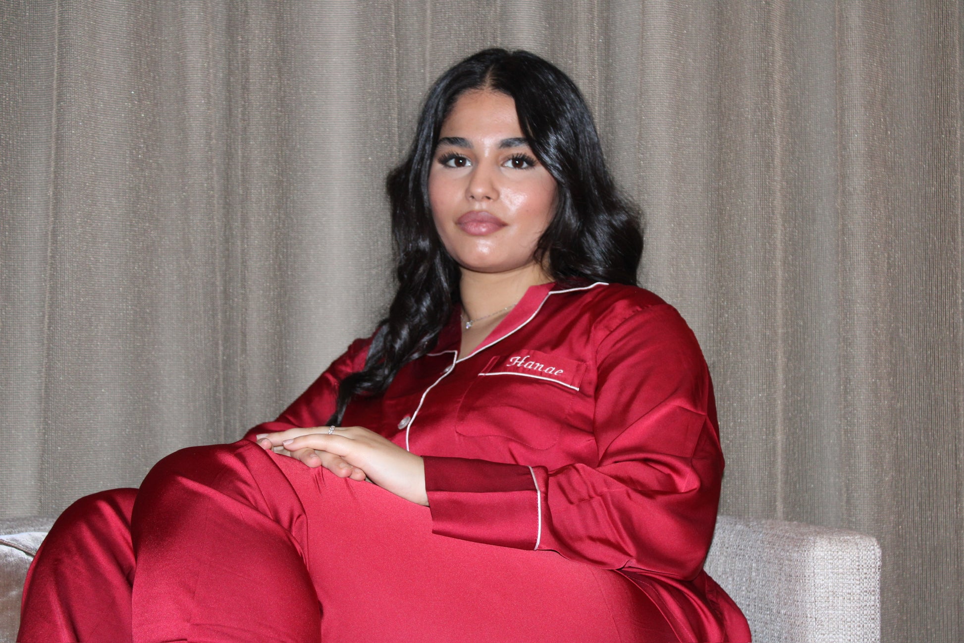 Gepersonaliseerde Satijnen Pyjama - Cherry - HADIYAA