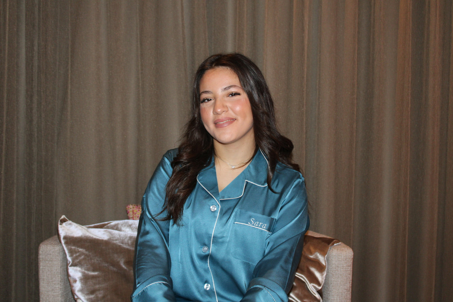 Gepersonaliseerde Satijnen Pyjama - Turquoise - HADIYAA