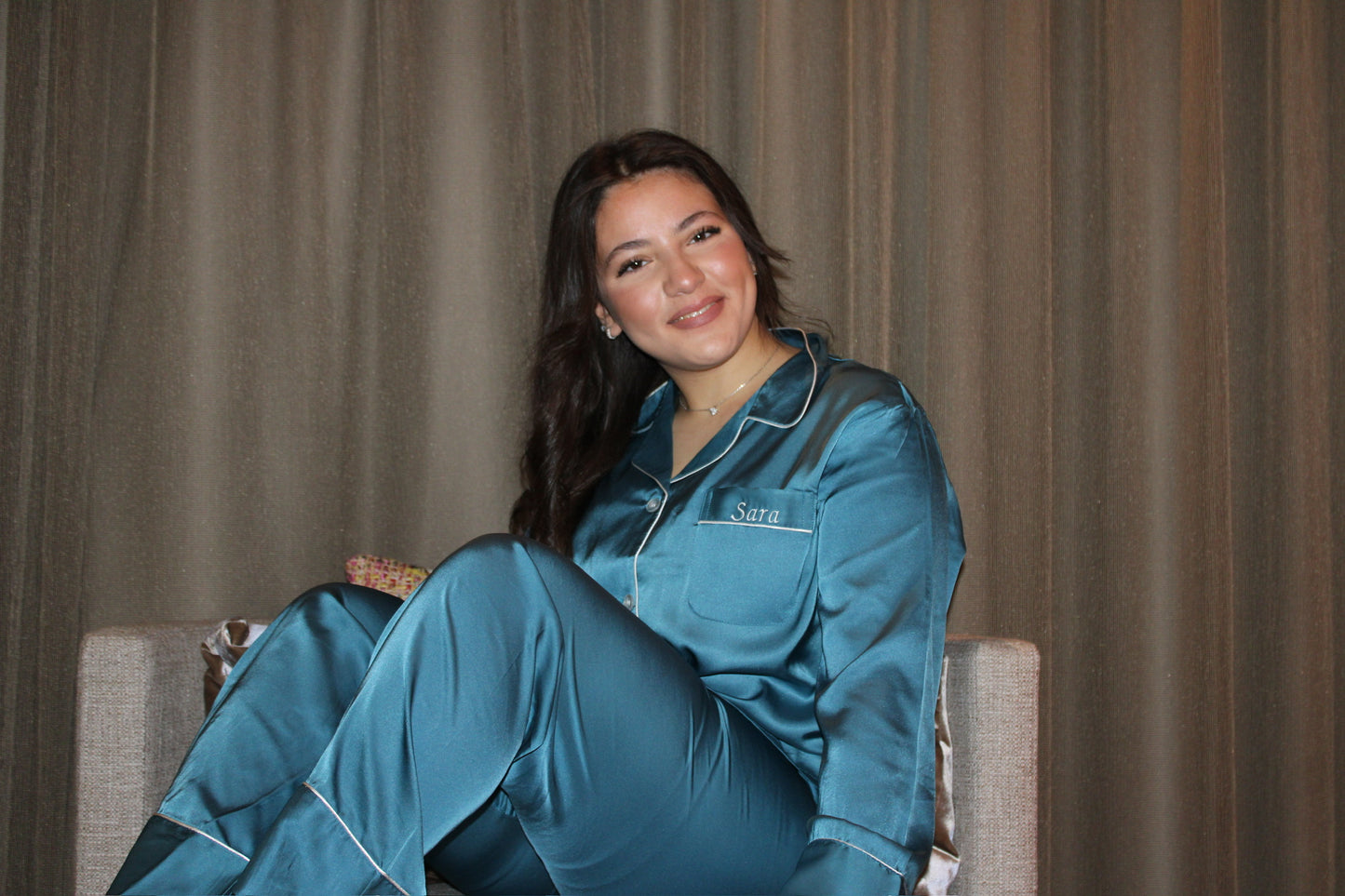 Gepersonaliseerde Satijnen Pyjama - Turquoise - HADIYAA