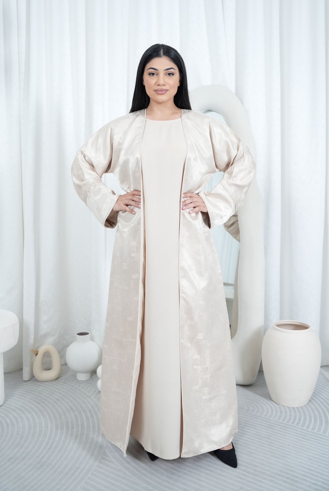 Abaya (Kimono + Onderjurk) - Beige - HADIYAA