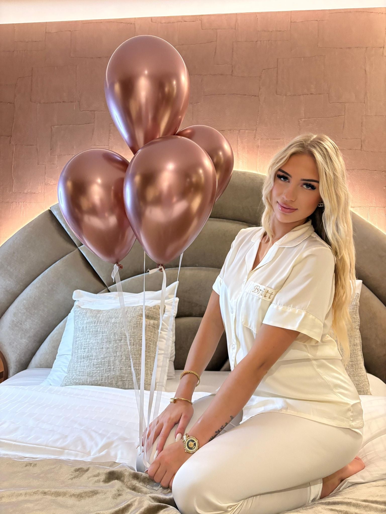 Gepersonaliseerde Satijnen Pyjama - Crème - HADIYAA