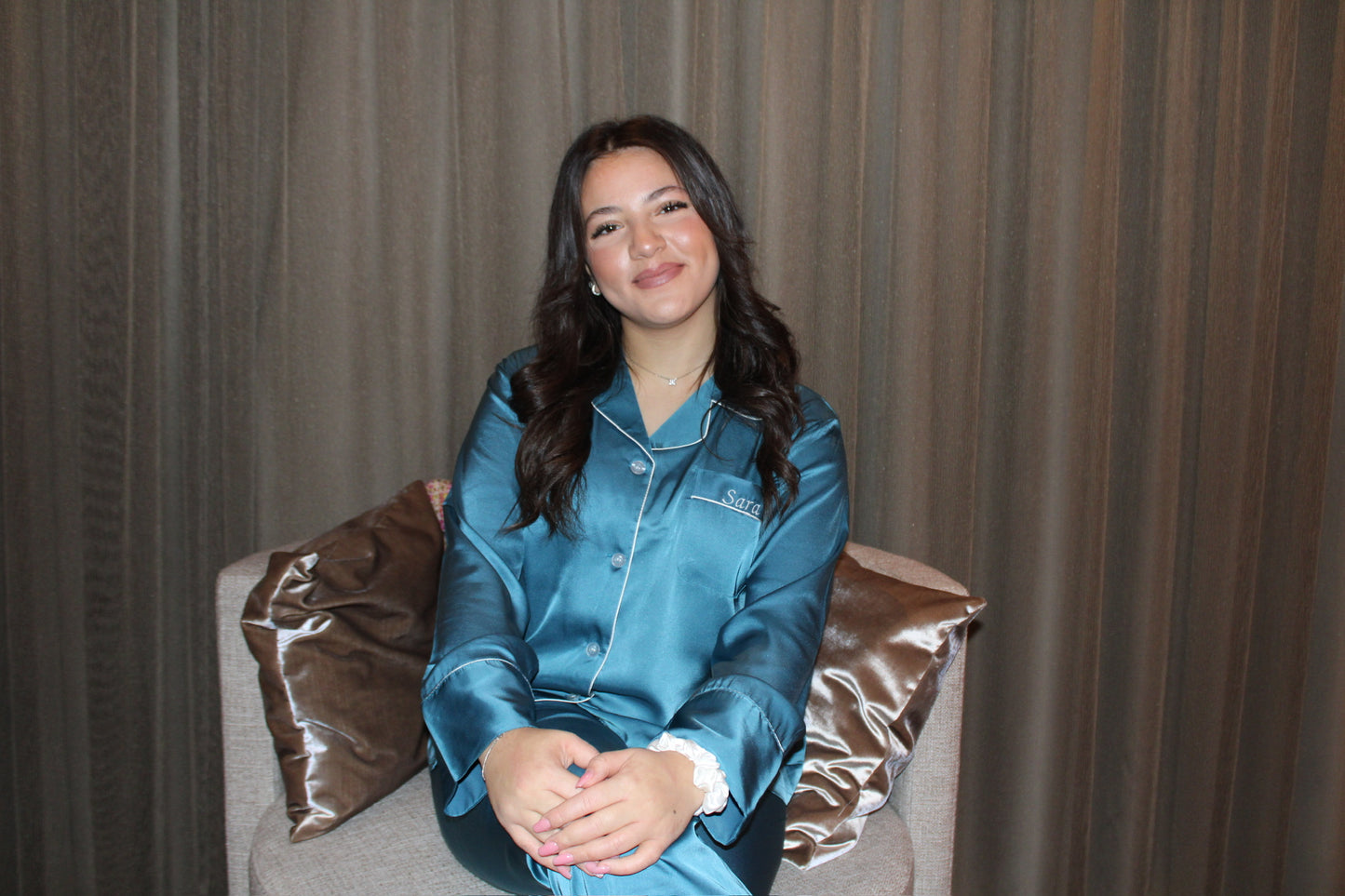 Gepersonaliseerde Satijnen Pyjama - Turquoise - HADIYAA