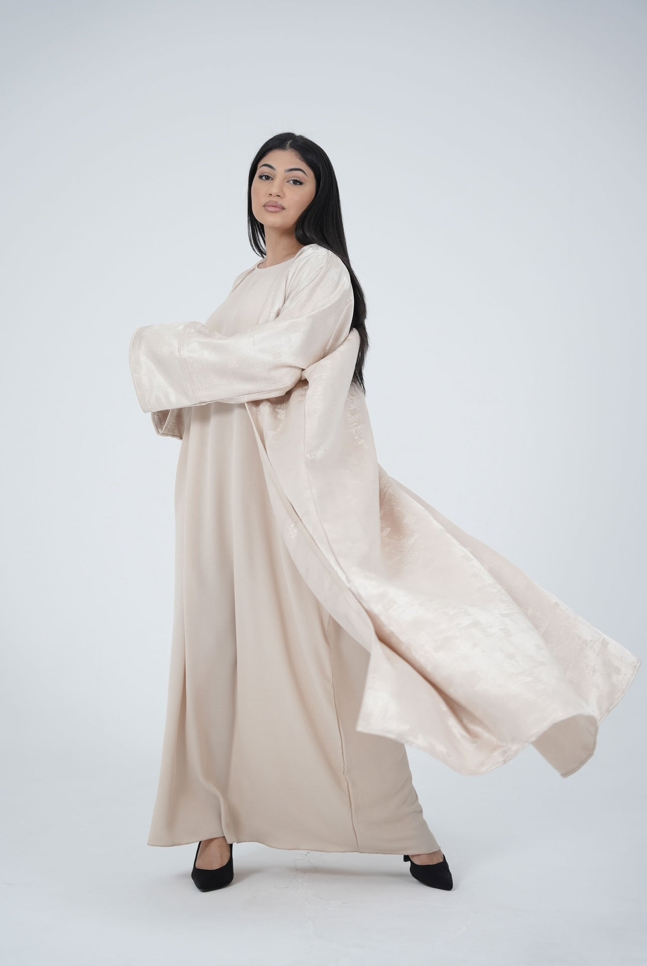 Abaya (Kimono + Onderjurk) - Beige - HADIYAA