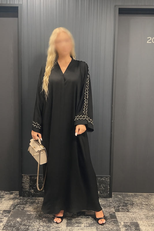 Abaya Rania - Zwart/Beige