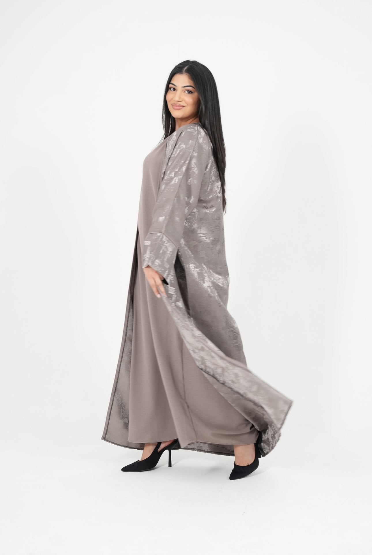 Abaya (Kimono + Onderjurk) - Taupe - HADIYAA