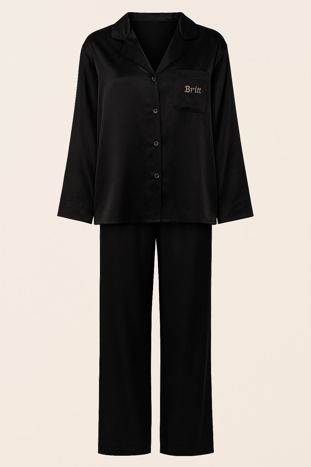 Gepersonaliseerde Satijnen Pyjama - Zwart