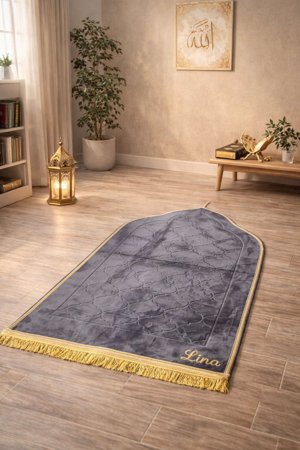 Gepersonaliseerde Luxe Zachte Gebedsmat - Grijs