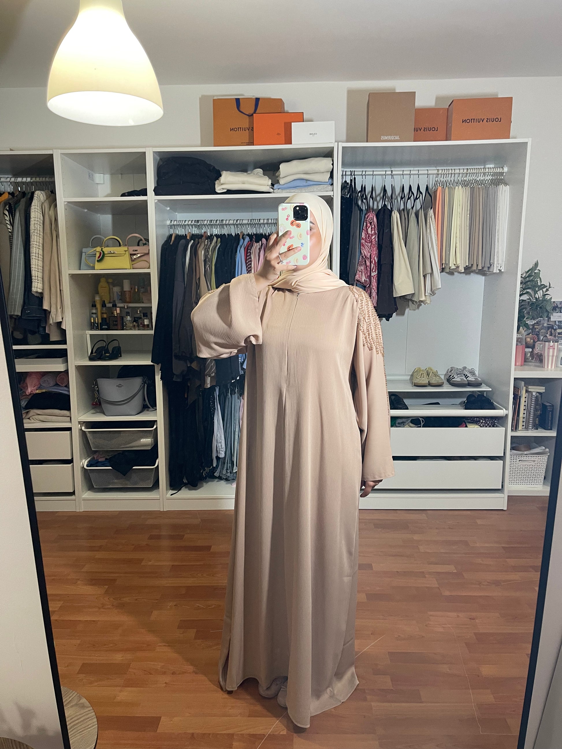 Abaya Inas Met Rits - Beige - HADIYAA