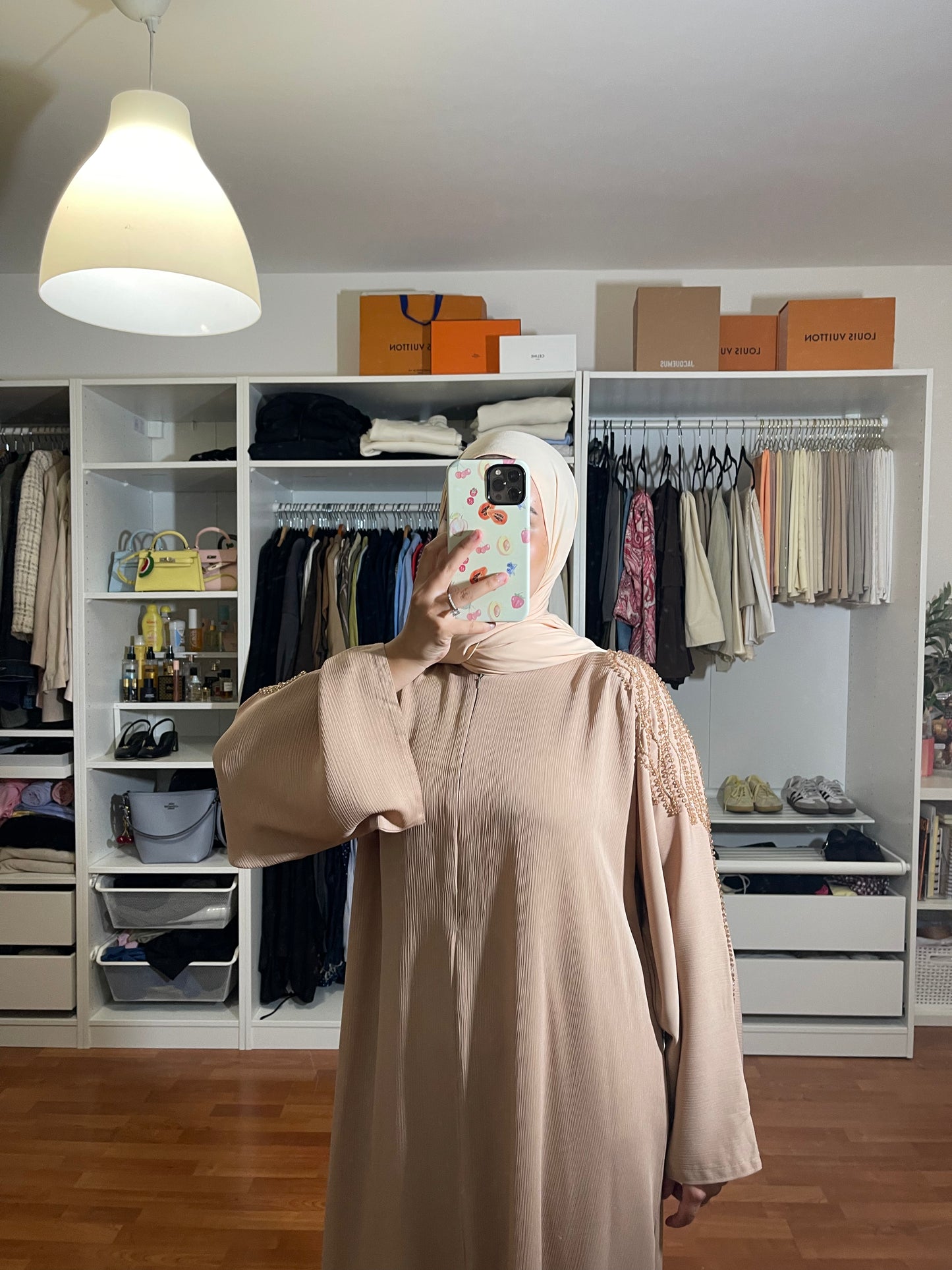 Abaya Inas Met Rits - Beige