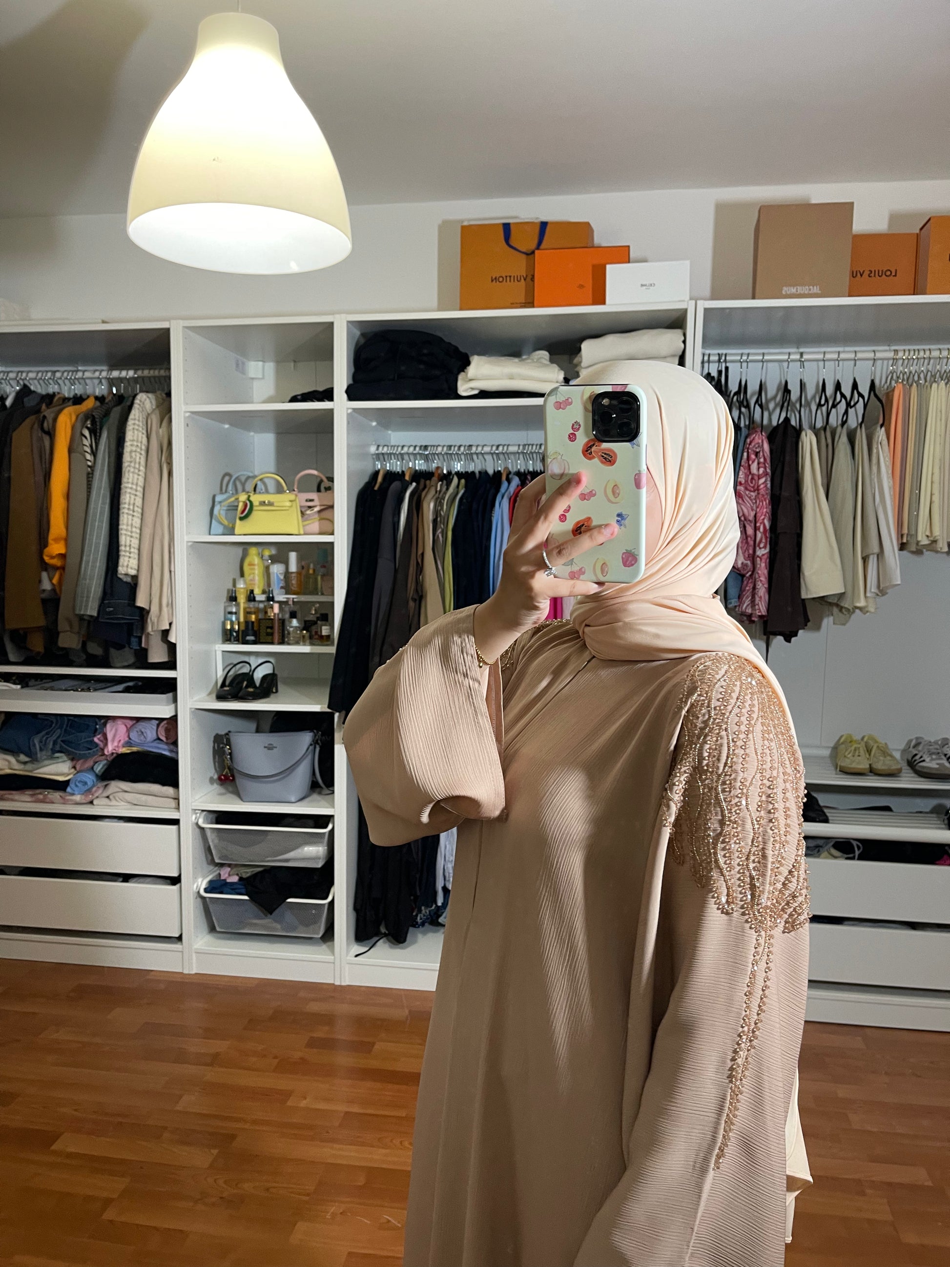 Abaya Inas Met Rits - Beige - HADIYAA