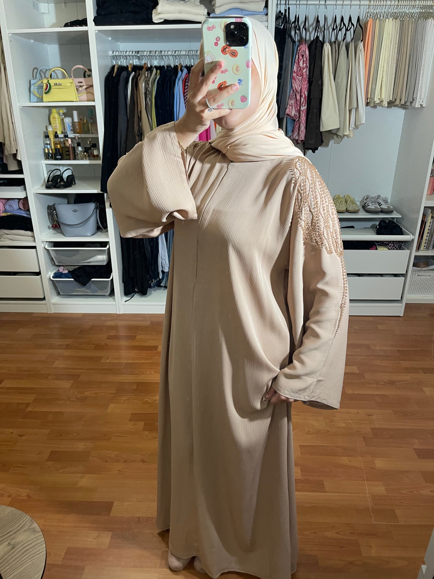 Abaya Inas Met Rits - Beige