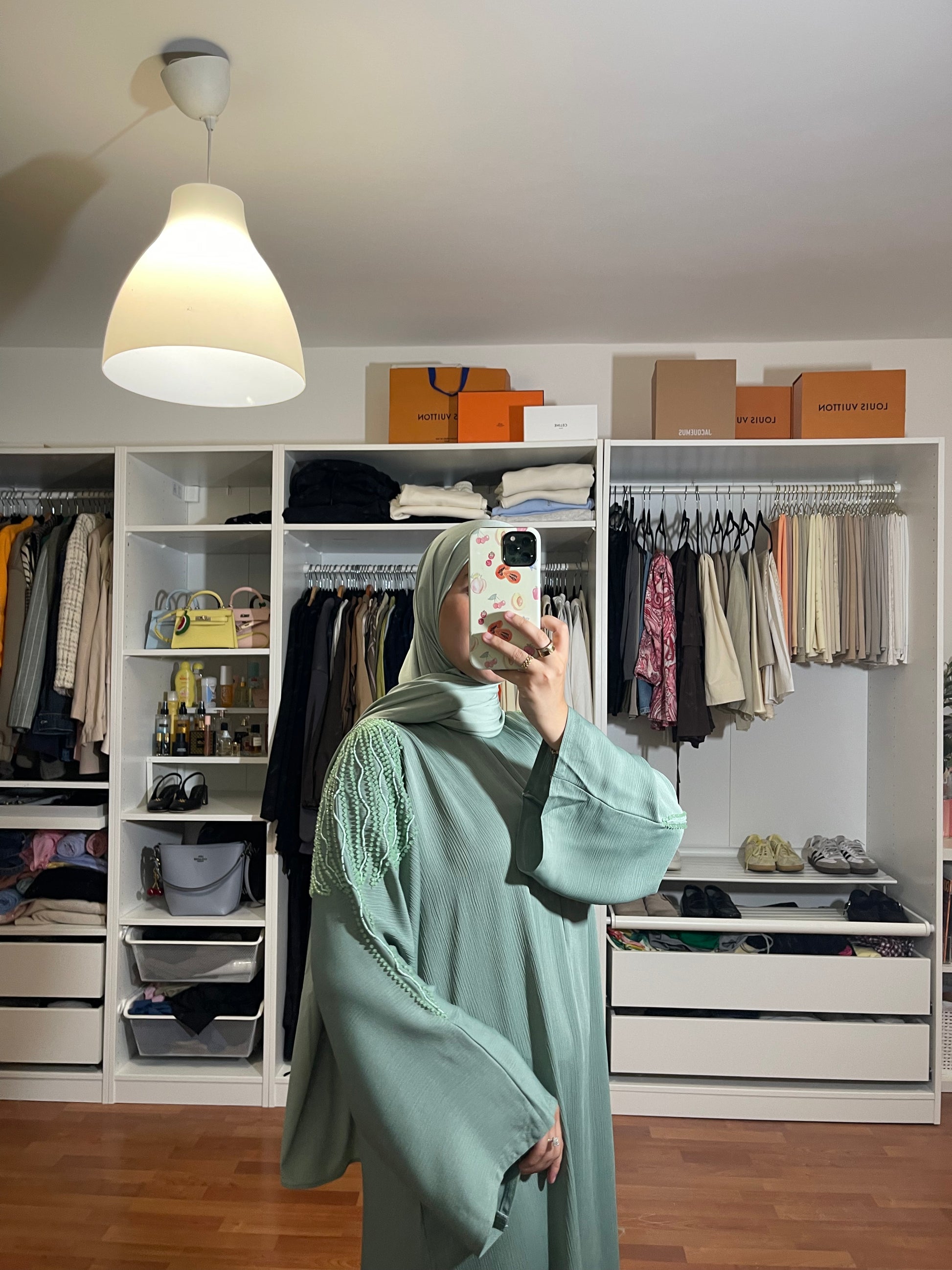 Abaya Inas Met Rits - Mintgroen - HADIYAA