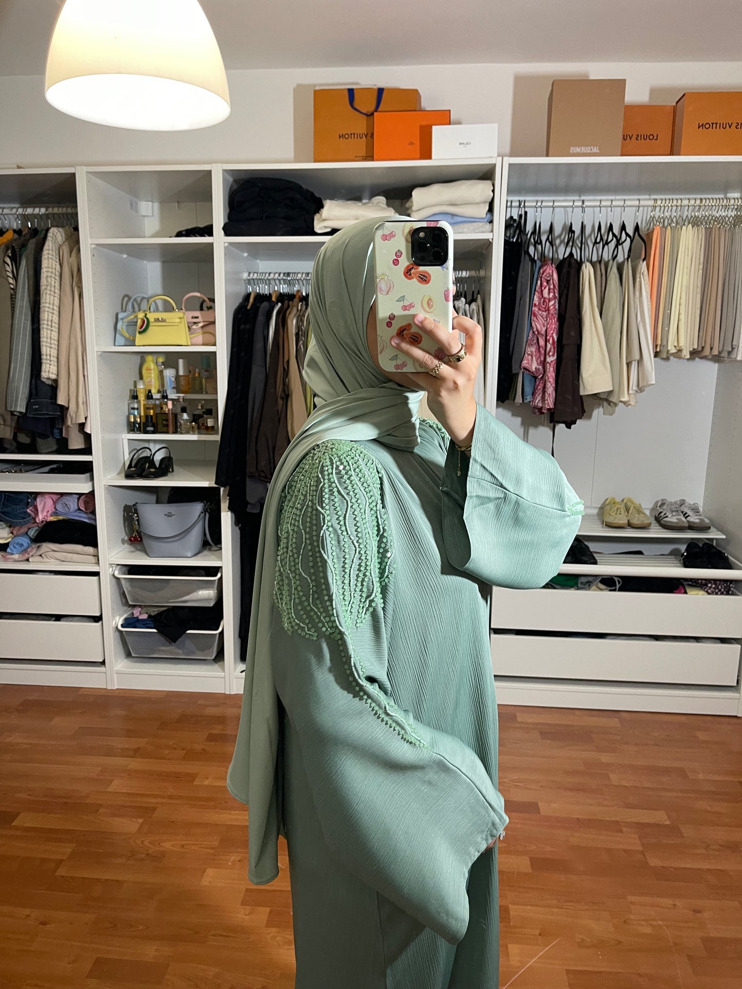 Abaya Inas Met Rits - Mintgroen