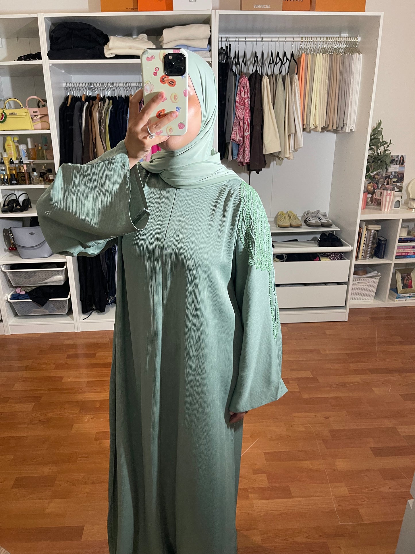 Abaya Inas Met Rits - Mintgroen
