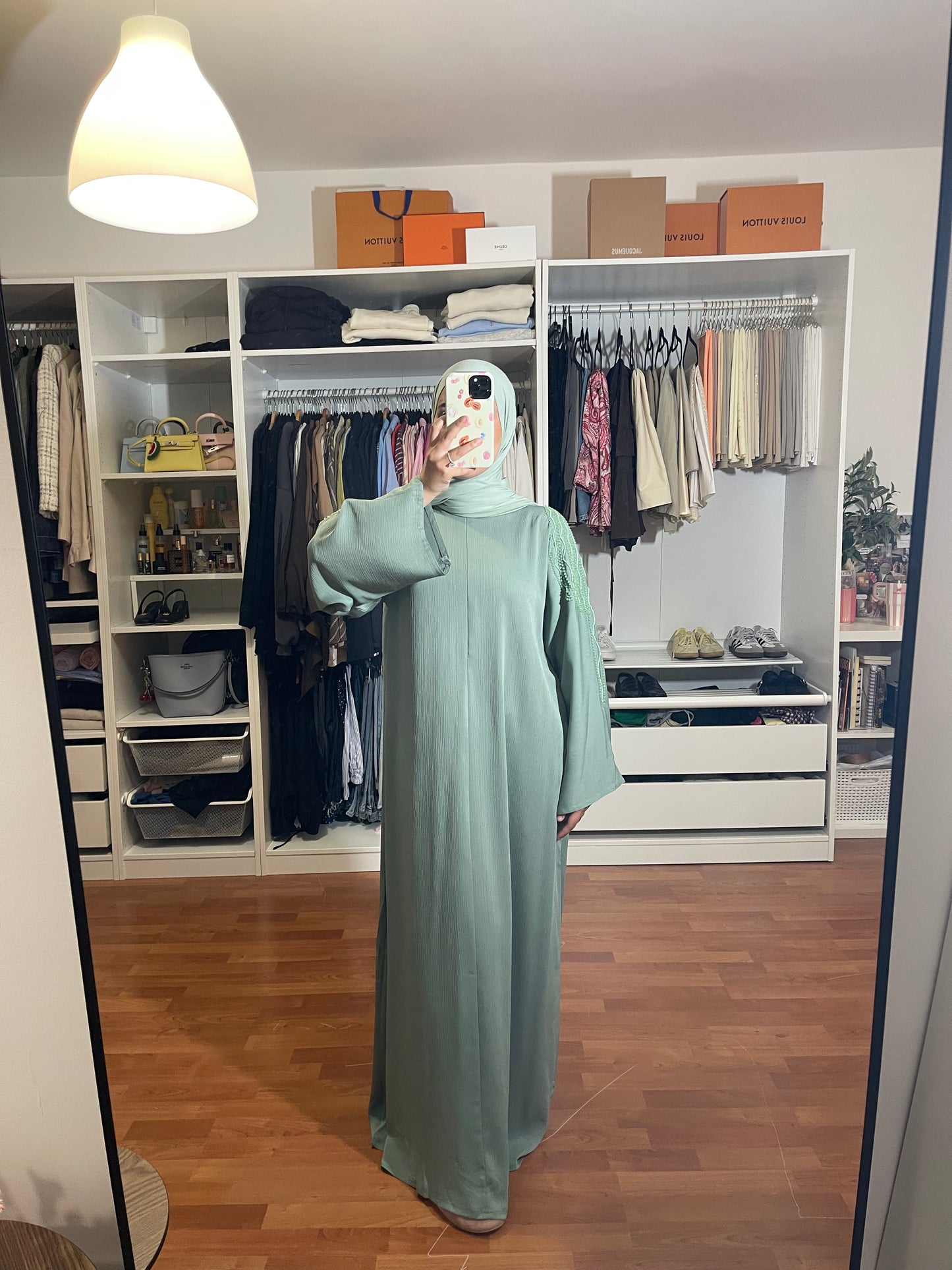 Abaya Inas Met Rits - Mintgroen