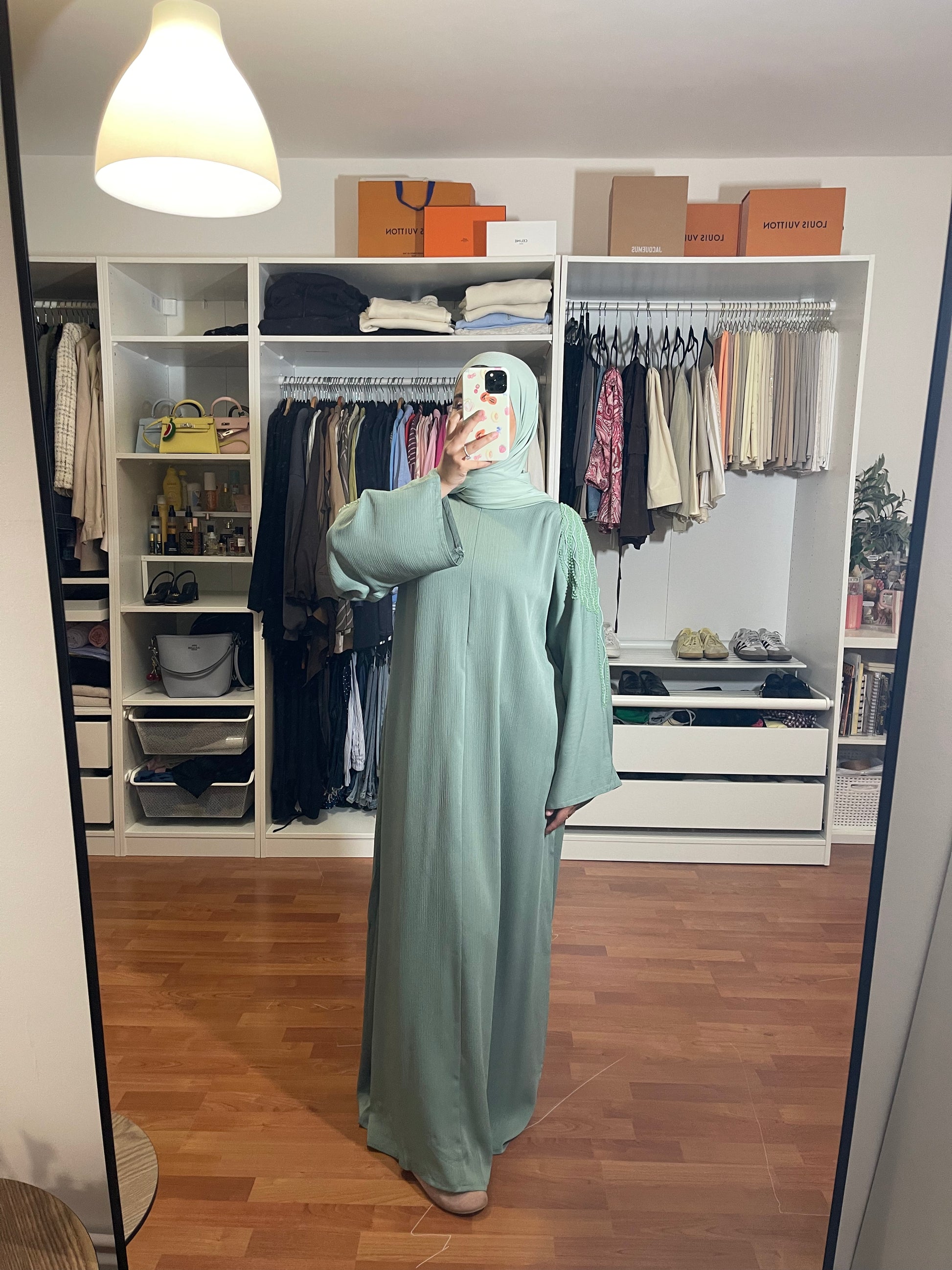 Abaya Inas Met Rits - Mintgroen - HADIYAA