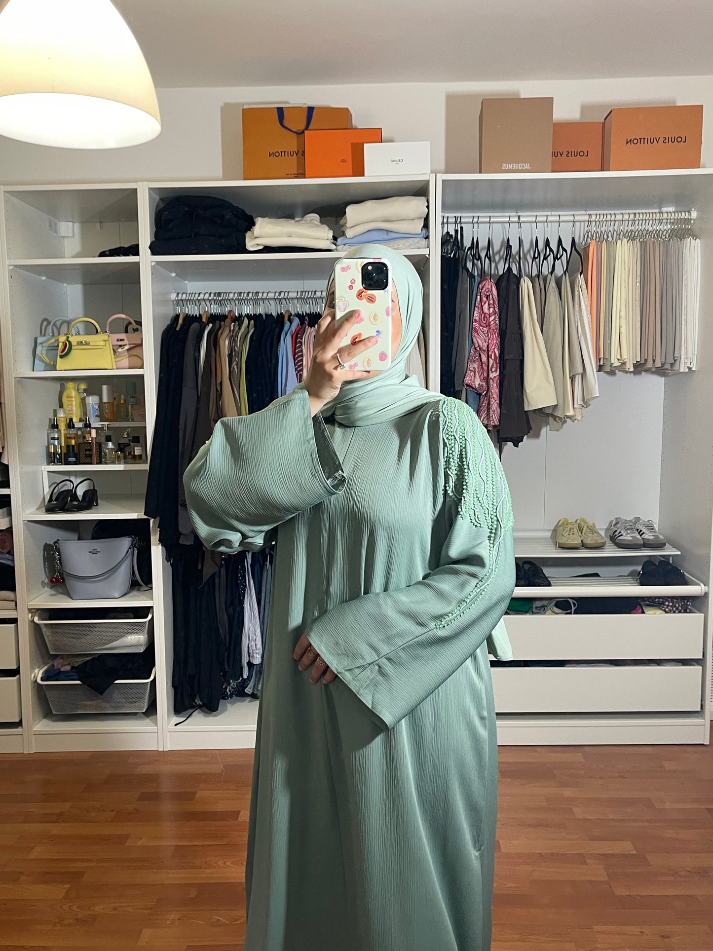 Abaya Inas Met Rits - Mintgroen