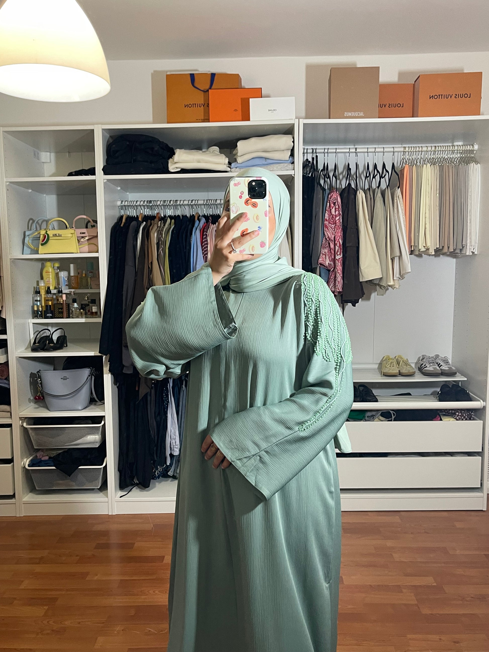 Abaya Inas Met Rits - Mintgroen - HADIYAA