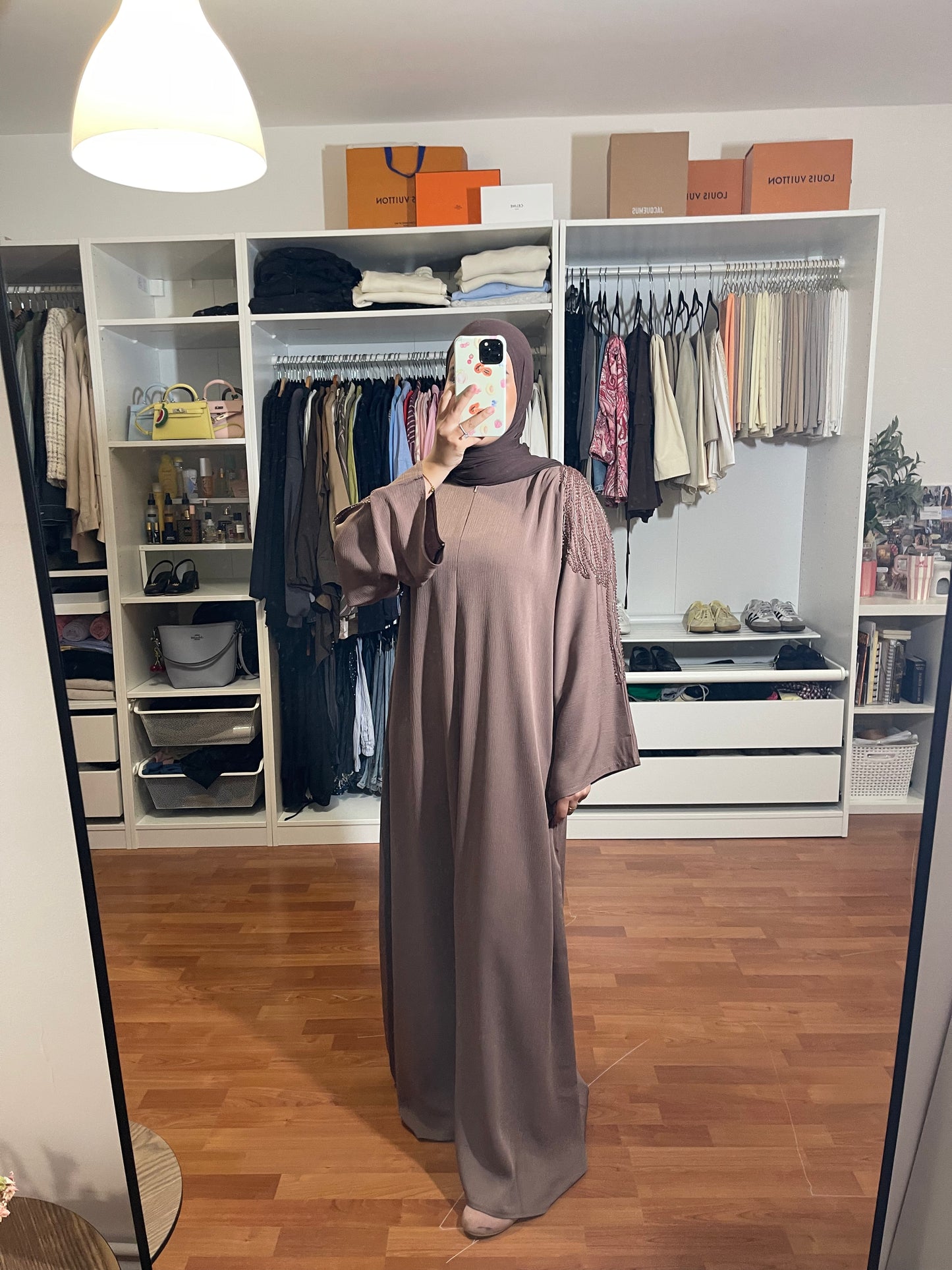 Abaya Inas Met Rits - Bruin
