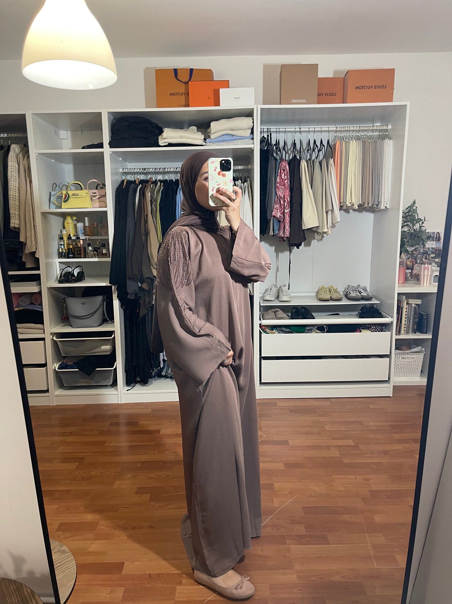 Abaya Inas Met Rits - Bruin