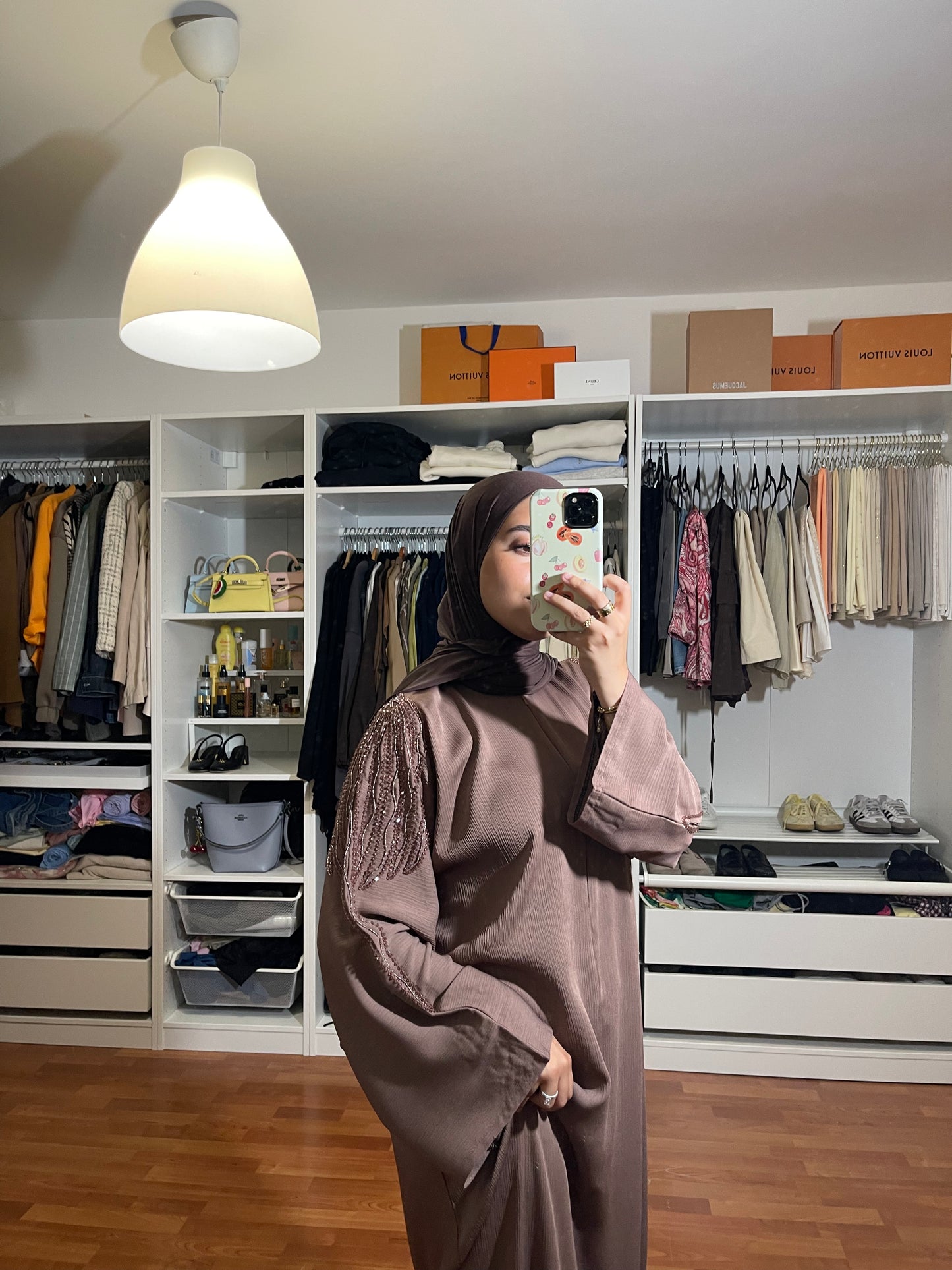 Abaya Inas Met Rits - Bruin
