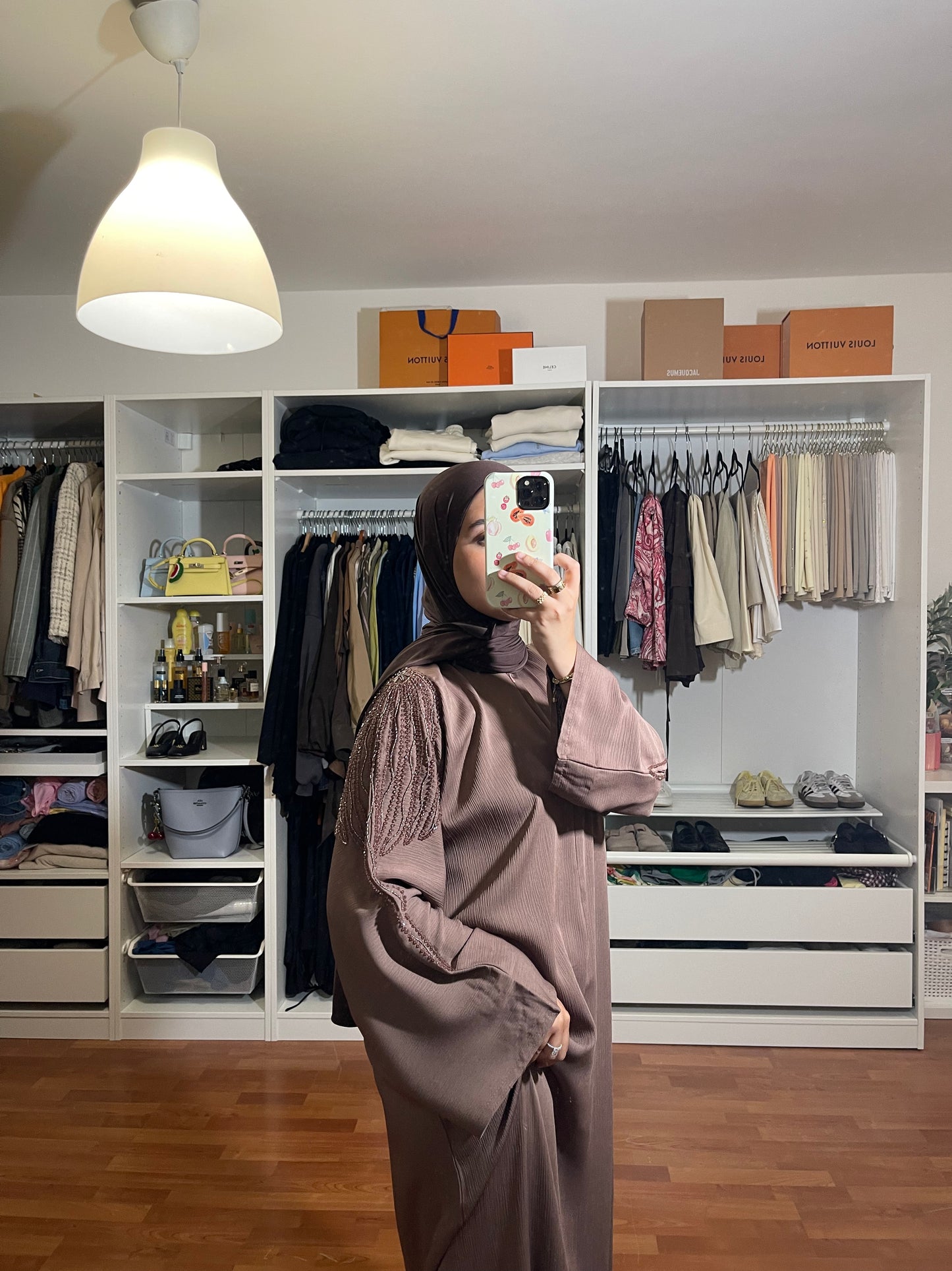 Abaya Inas Met Rits - Bruin
