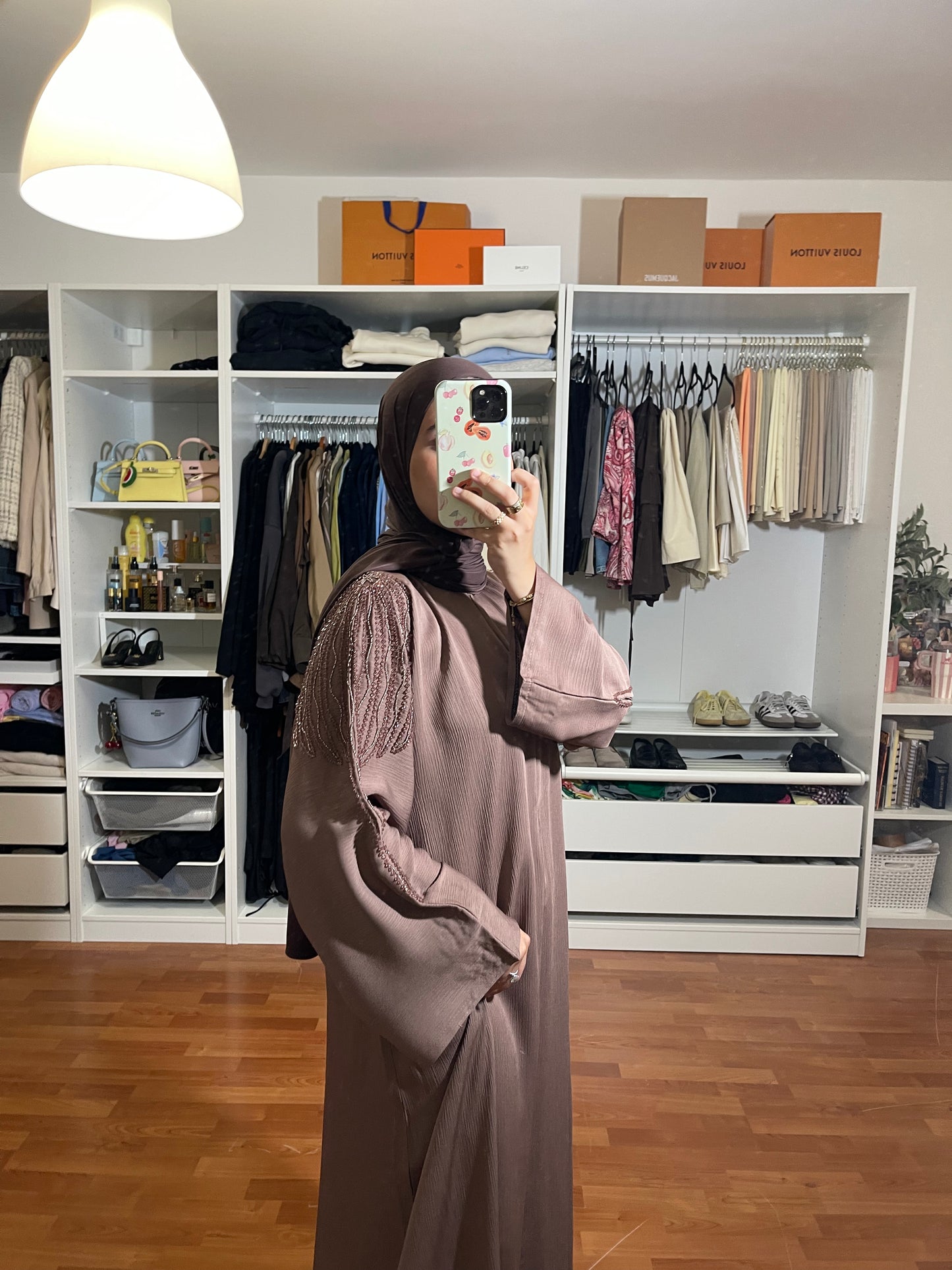 Abaya Inas Met Rits - Bruin