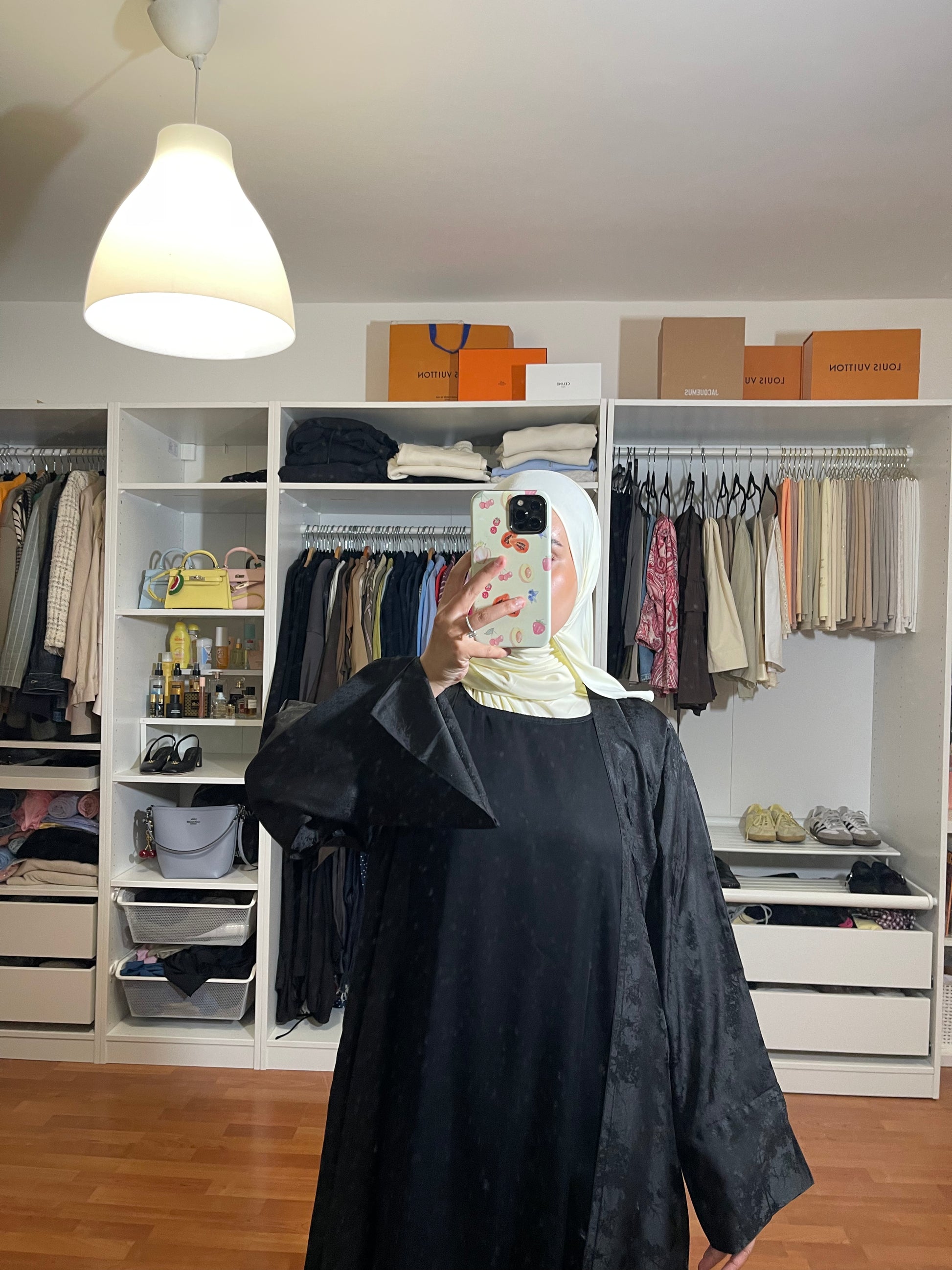 Abaya Malak (Kimono + Onderjurk) - Zwart - HADIYAA