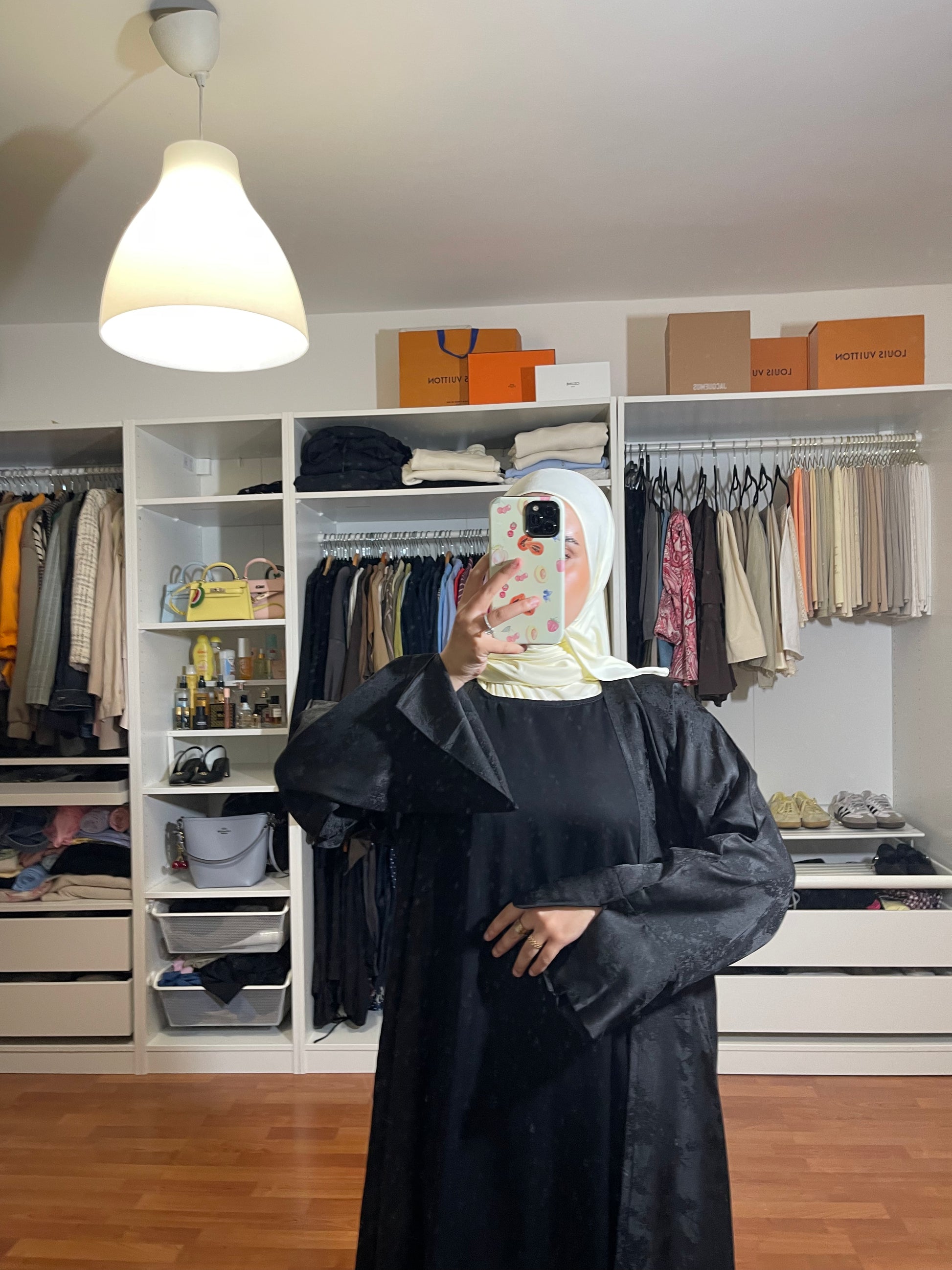 Abaya Malak (Kimono + Onderjurk) - Zwart - HADIYAA