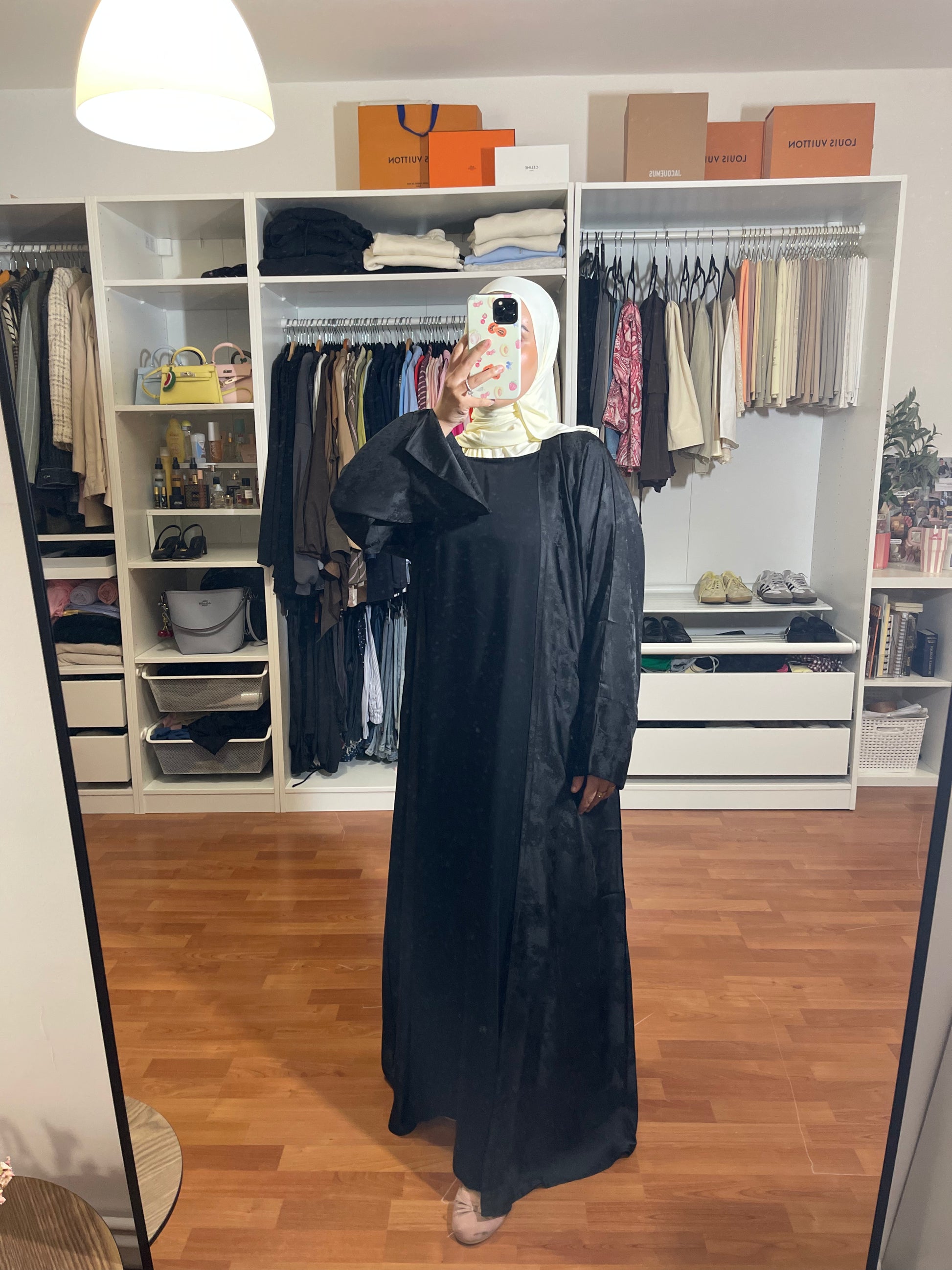 Abaya Malak (Kimono + Onderjurk) - Zwart - HADIYAA