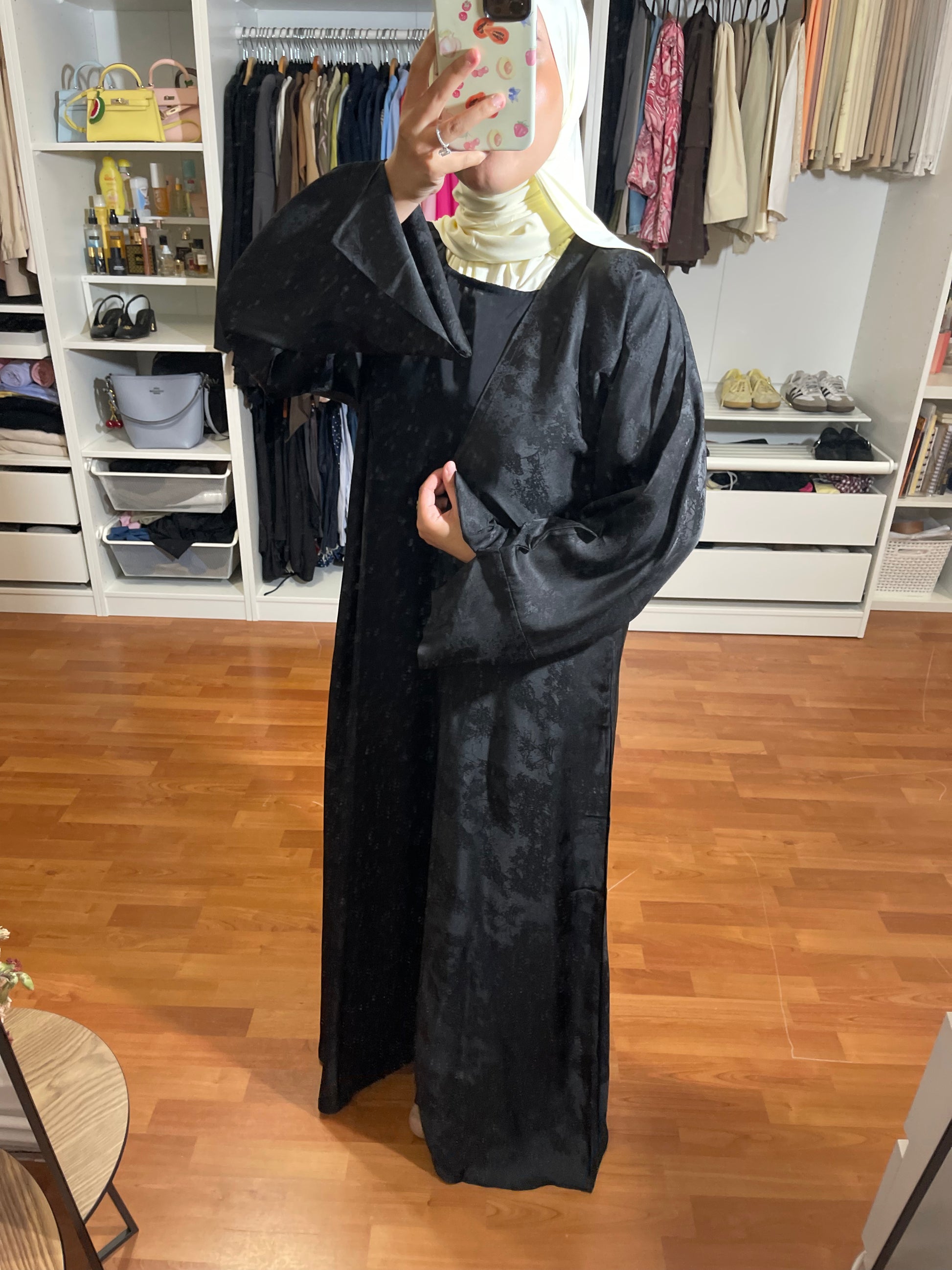 Abaya Malak (Kimono + Onderjurk) - Zwart - HADIYAA