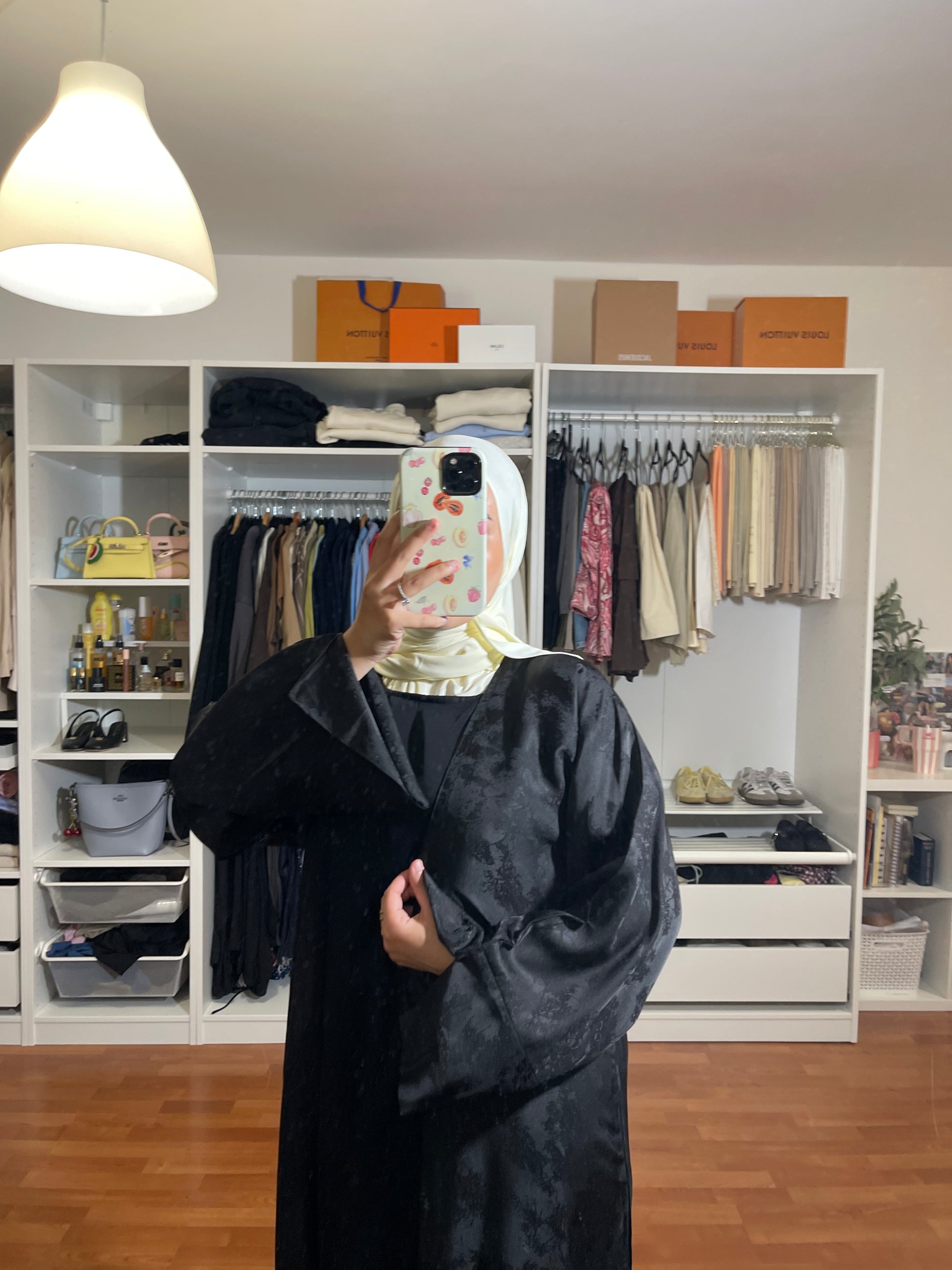 Abaya Malak (Kimono + Onderjurk) - Zwart - HADIYAA