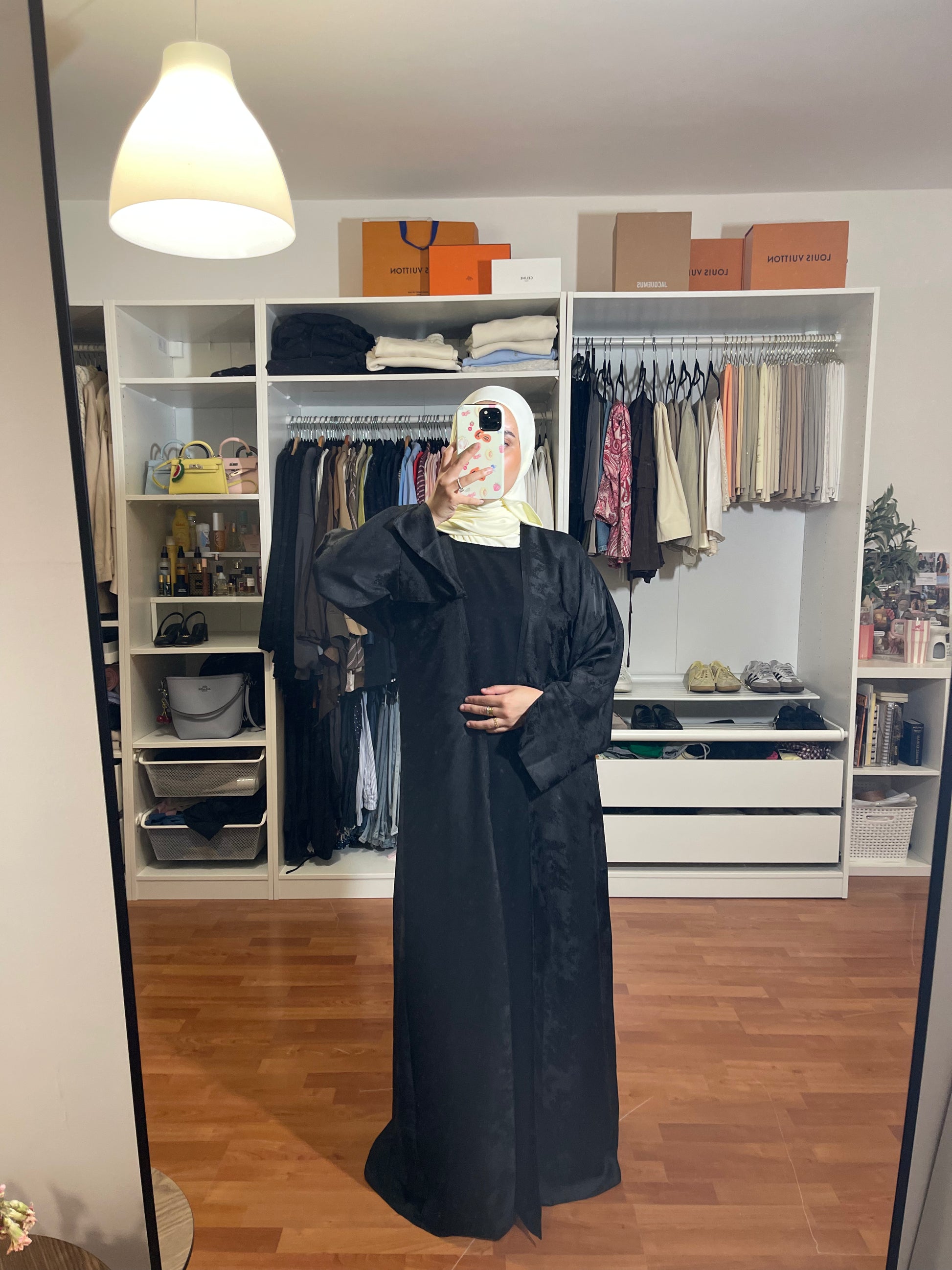 Abaya Malak (Kimono + Onderjurk) - Zwart - HADIYAA