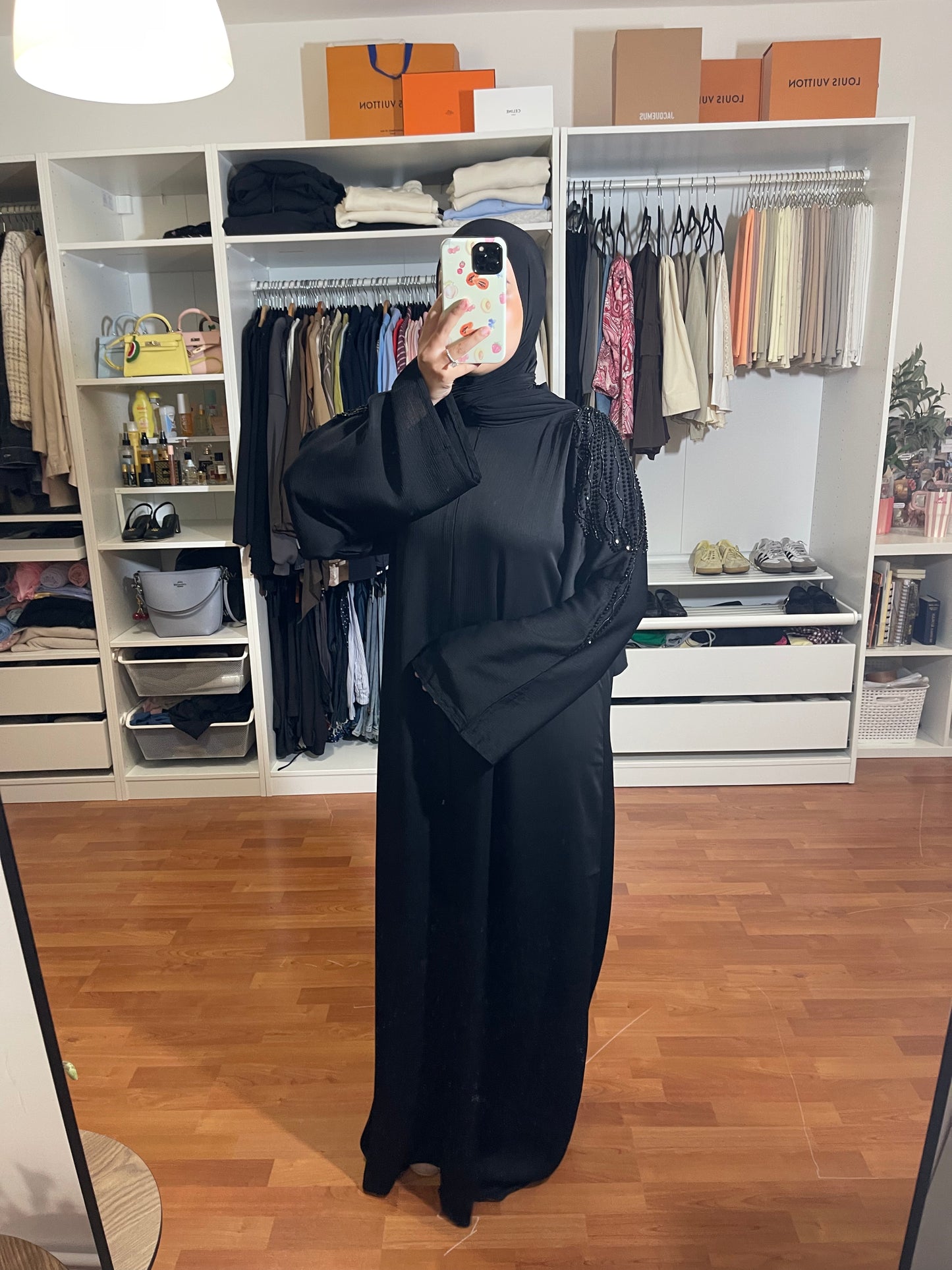 Abaya Inas Met Rits - Zwart