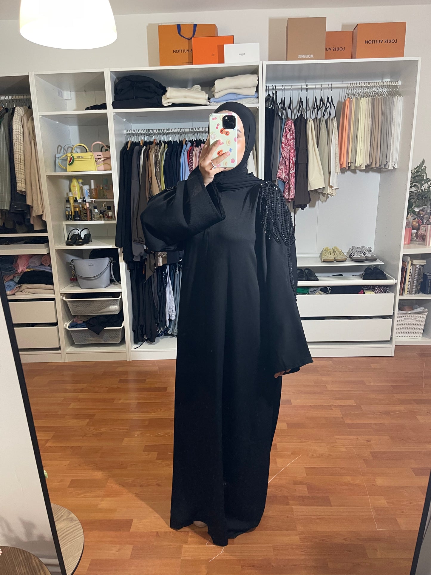 Abaya Inas Met Rits - Zwart
