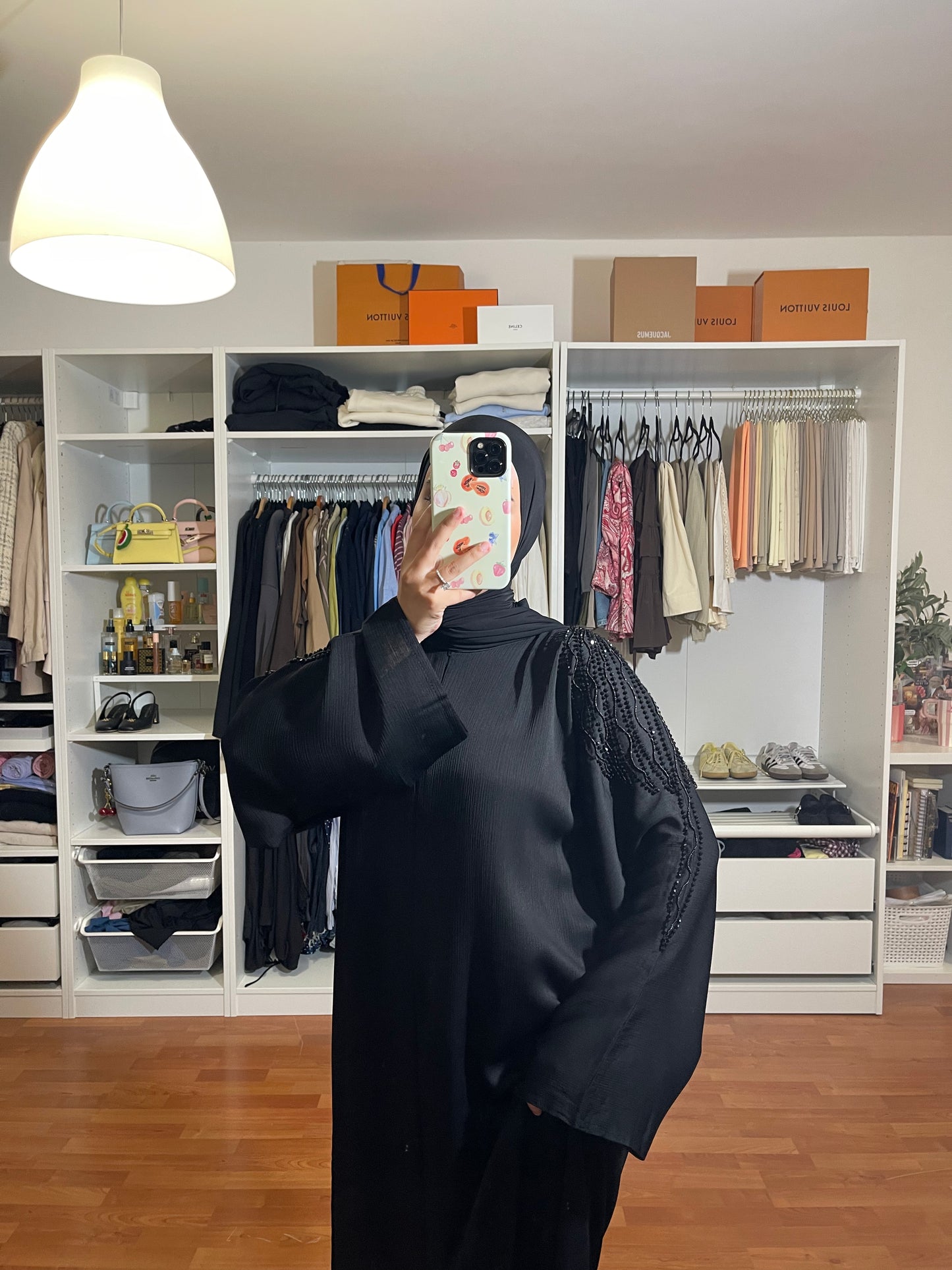 Abaya Inas Met Rits - Zwart