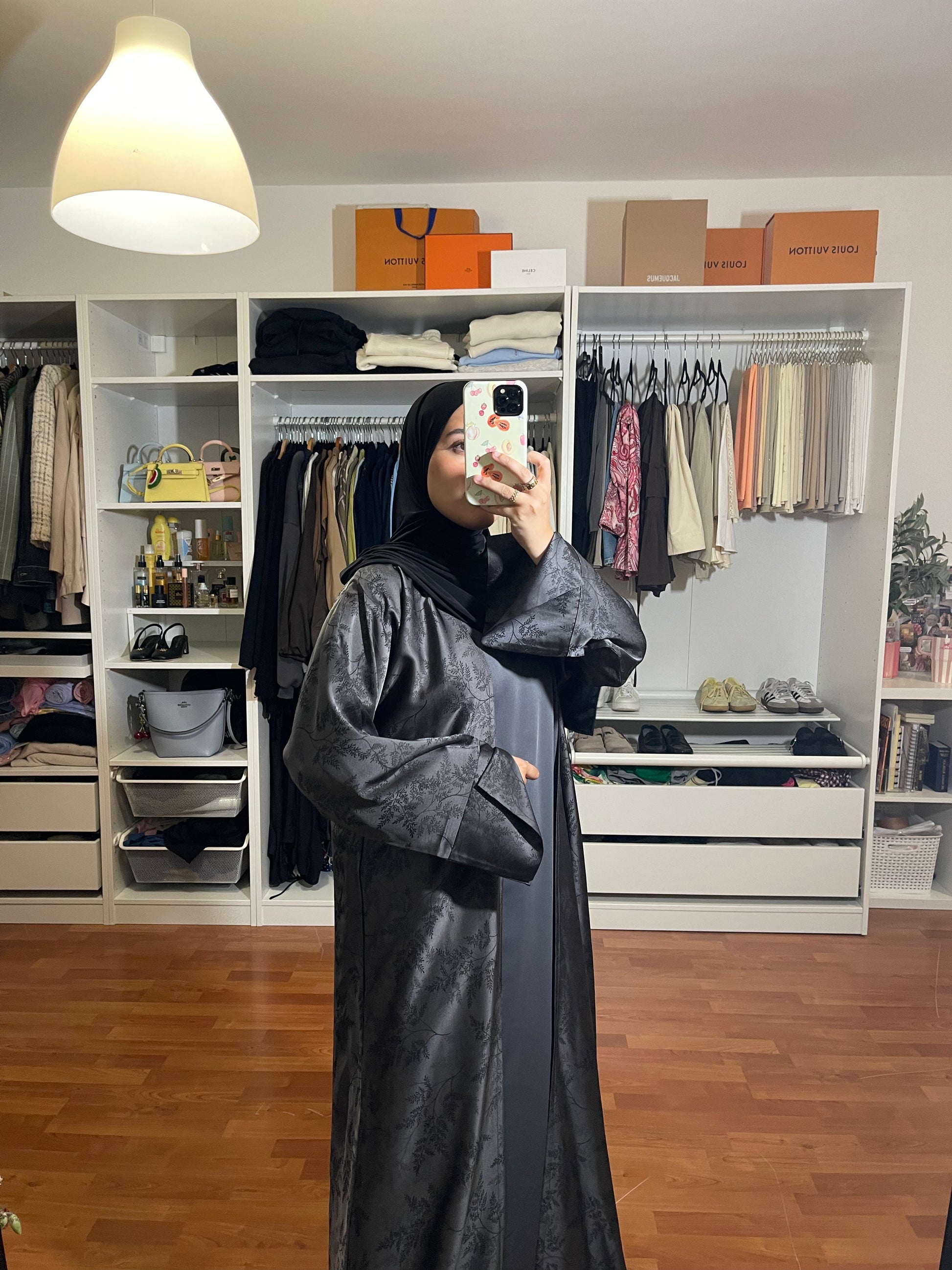 Abaya Malak (Kimono + Onderjurk) - Grijs - HADIYAA