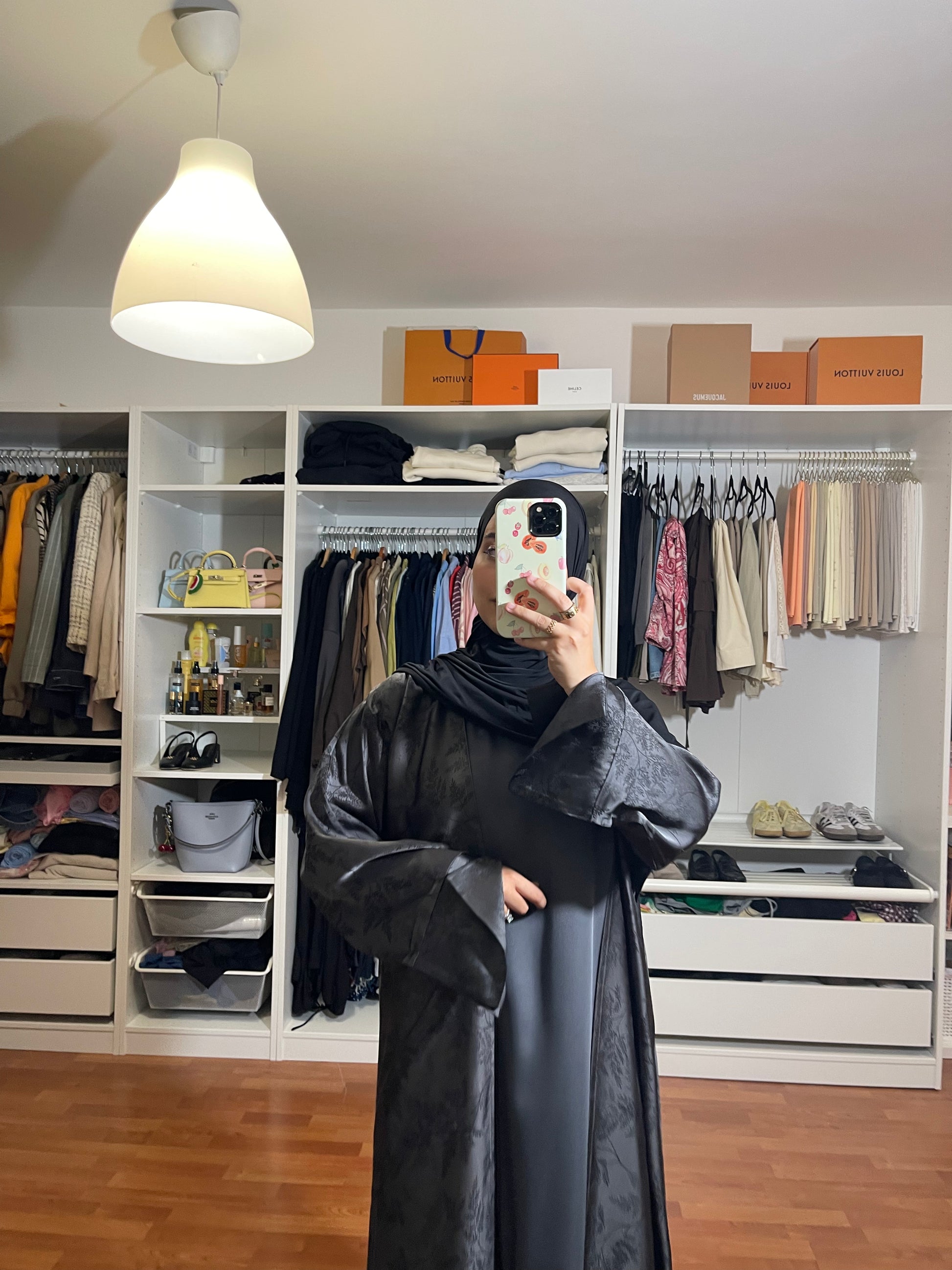 Abaya Malak (Kimono + Onderjurk) - Grijs - HADIYAA