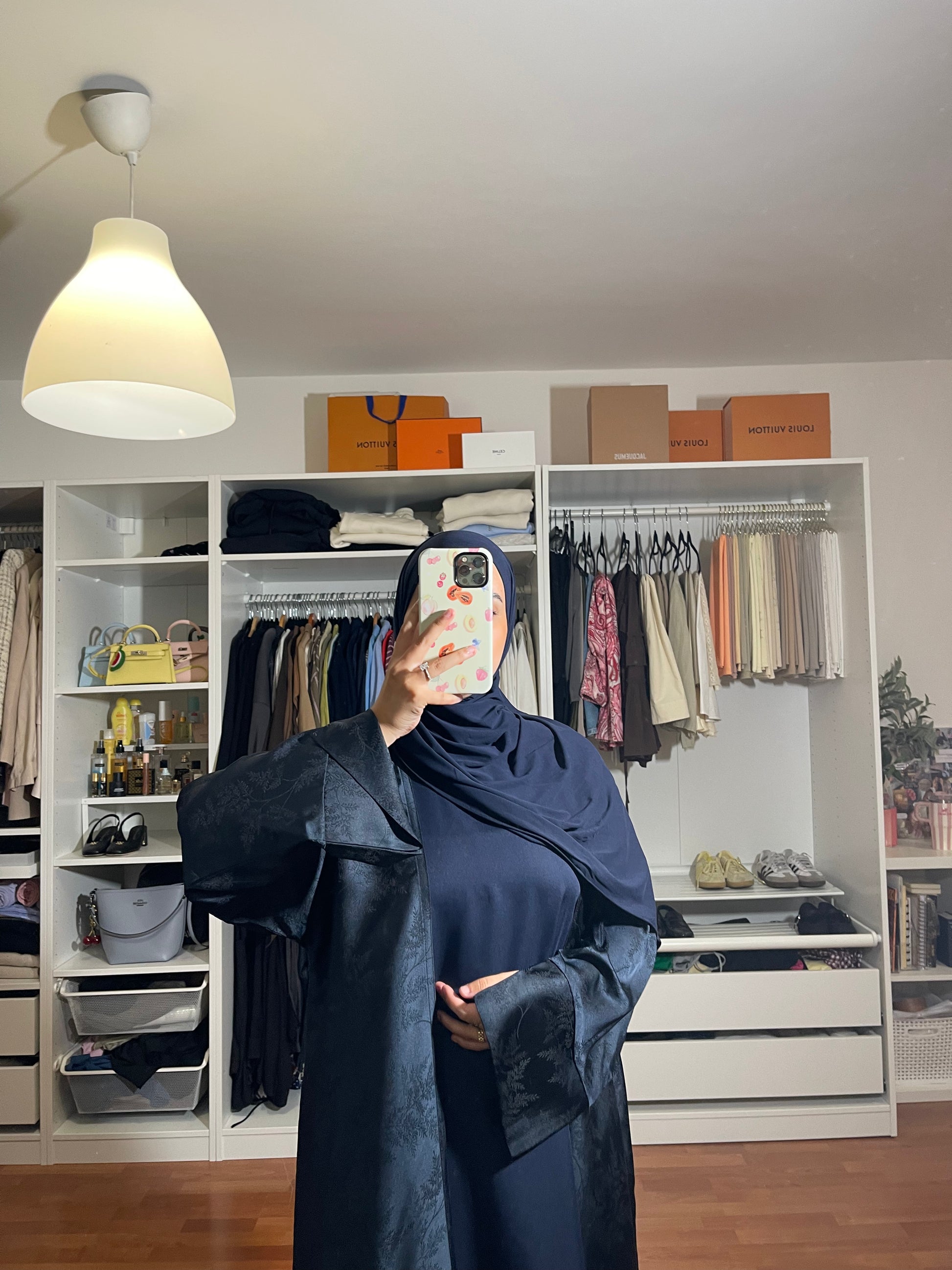 Abaya Malak (Kimono + Onderjurk) - Marineblauw - HADIYAA