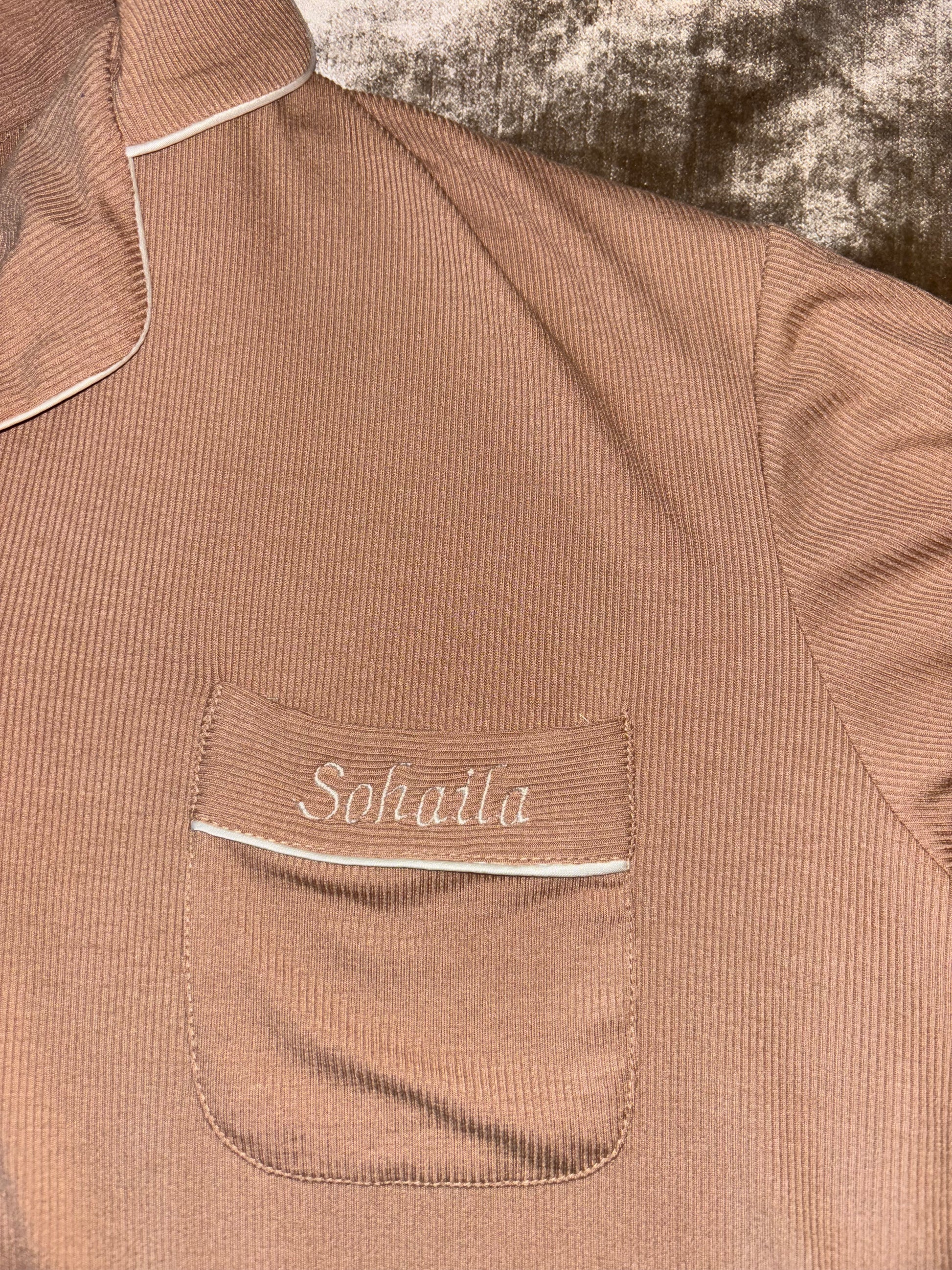 Gepersonaliseerde Luxe Zachte Modal Pyjama - Beige - HADIYAA