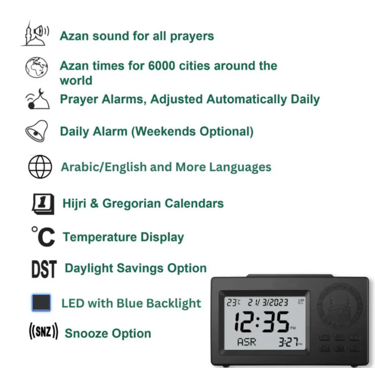 ADHAN CLOCK (DRAADLOOS) - HADIYAA