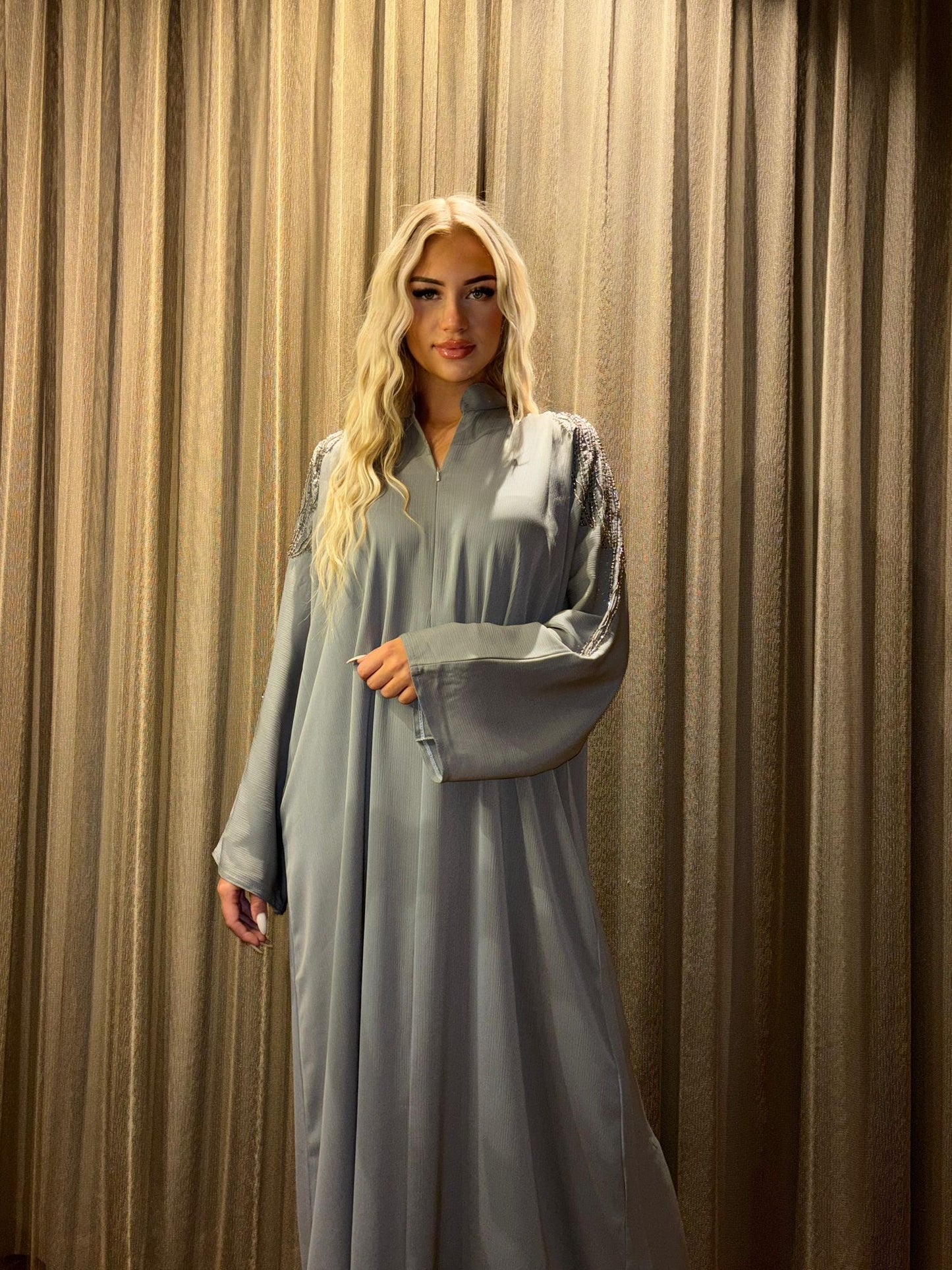 Abaya Inas Met Rits - Grijs
