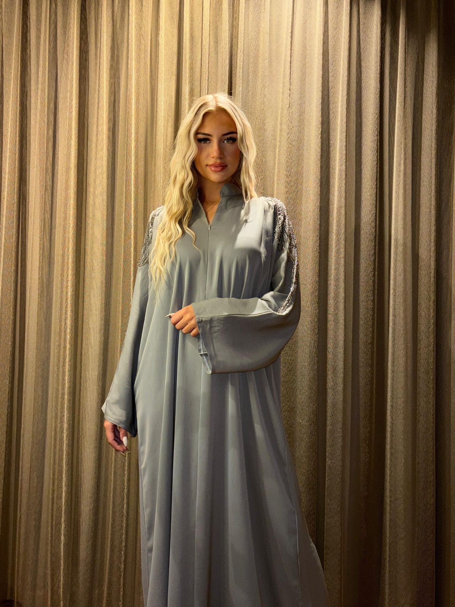 Abaya Inas Met Rits - Grijs - HADIYAA
