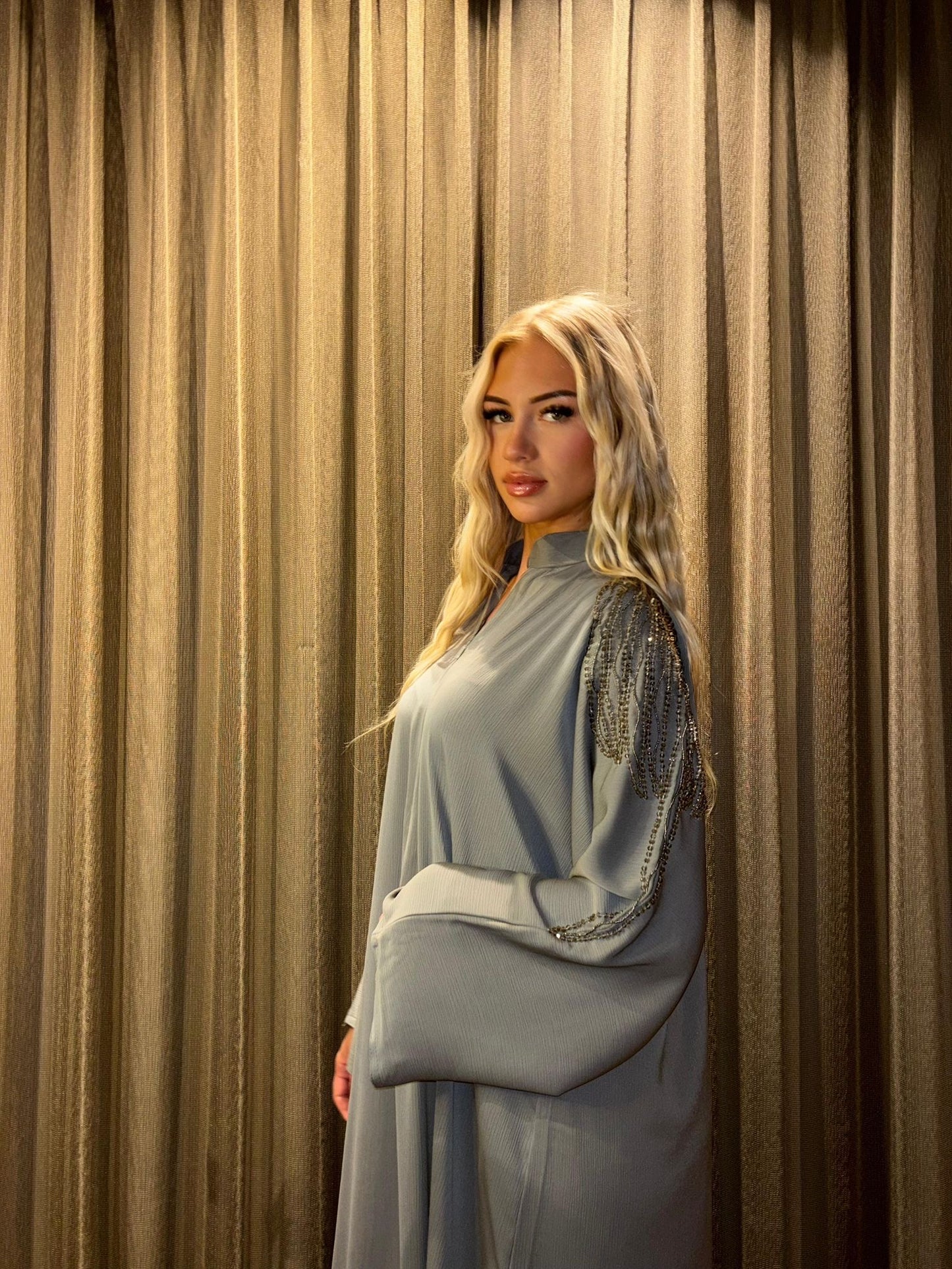 Abaya Inas Met Rits - Grijs