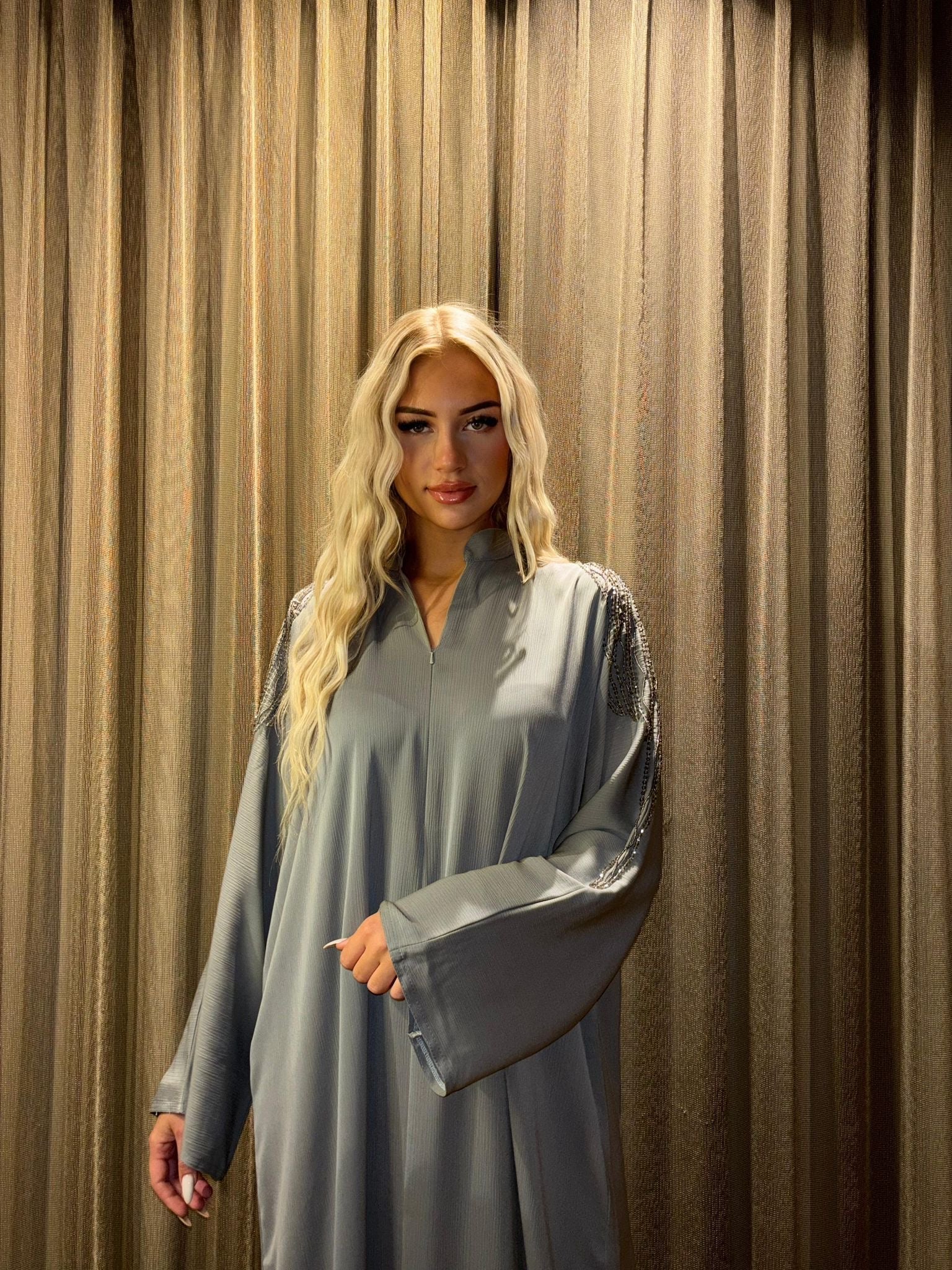 Abaya Inas Met Rits - Grijs - HADIYAA