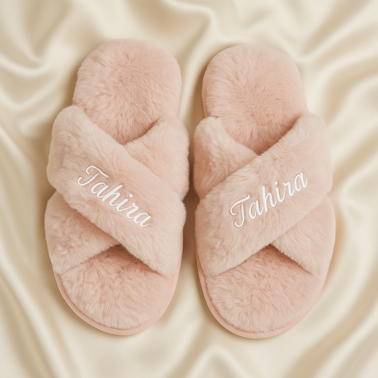 Personalized Slippers with Crossed Straps White
