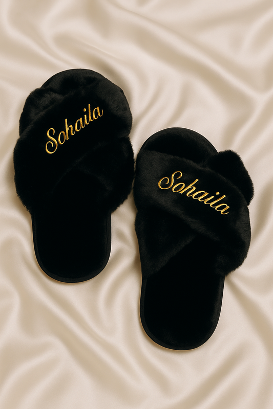 Personalized Slippers with Crossed Straps White