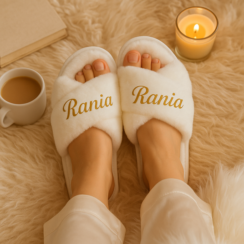 Chaussons Personnalisés à Bretelles Croisées Blanc