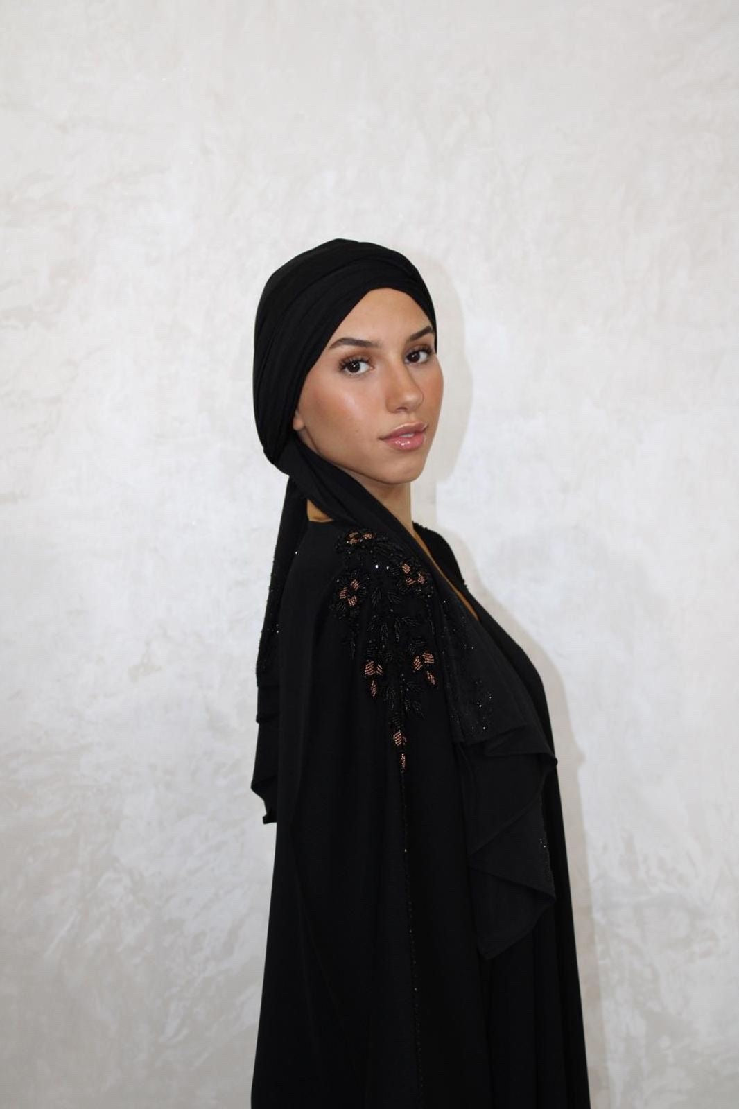 Abaya Nour Noir/Beige