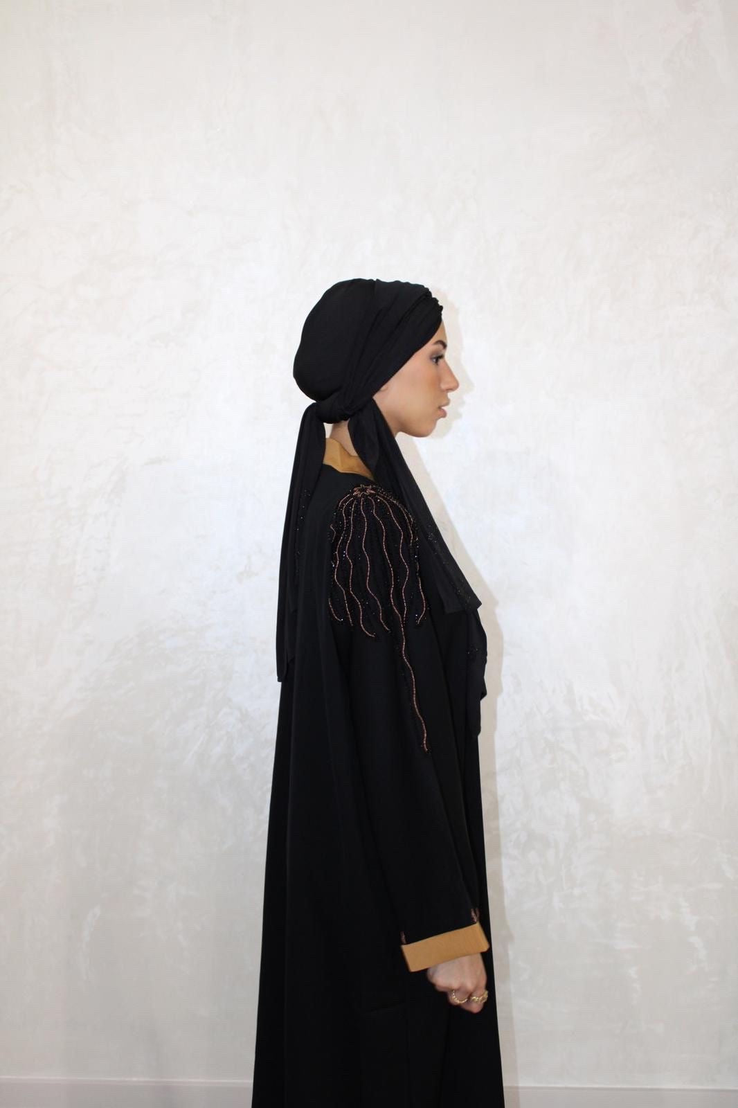 Abaya Inas Zwart/Beige